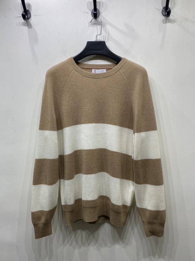 Brunello Cucinelli Brunello Cucinelli Men's Striped Cashmere Sweater Size US L / EU 52-54 / 3 - 1 Thumbnail