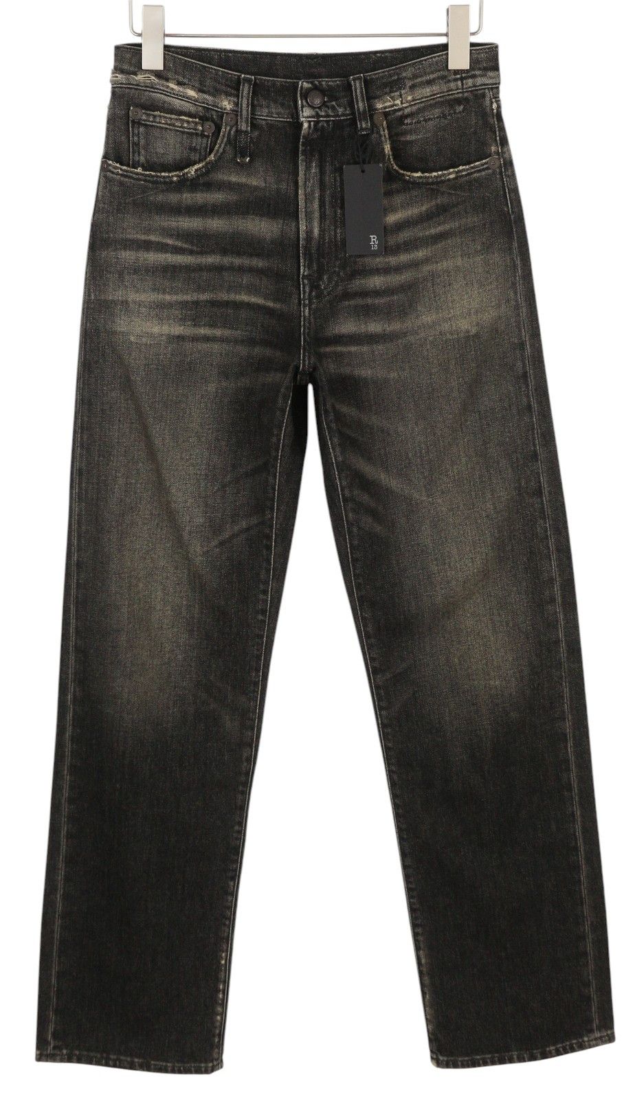 R13 ALICE STRAIGHT LEG 27 Abbey Black Faded Denim Jeans 86204 Size 27" / US 4 / IT 40 - 2 Thumbnail