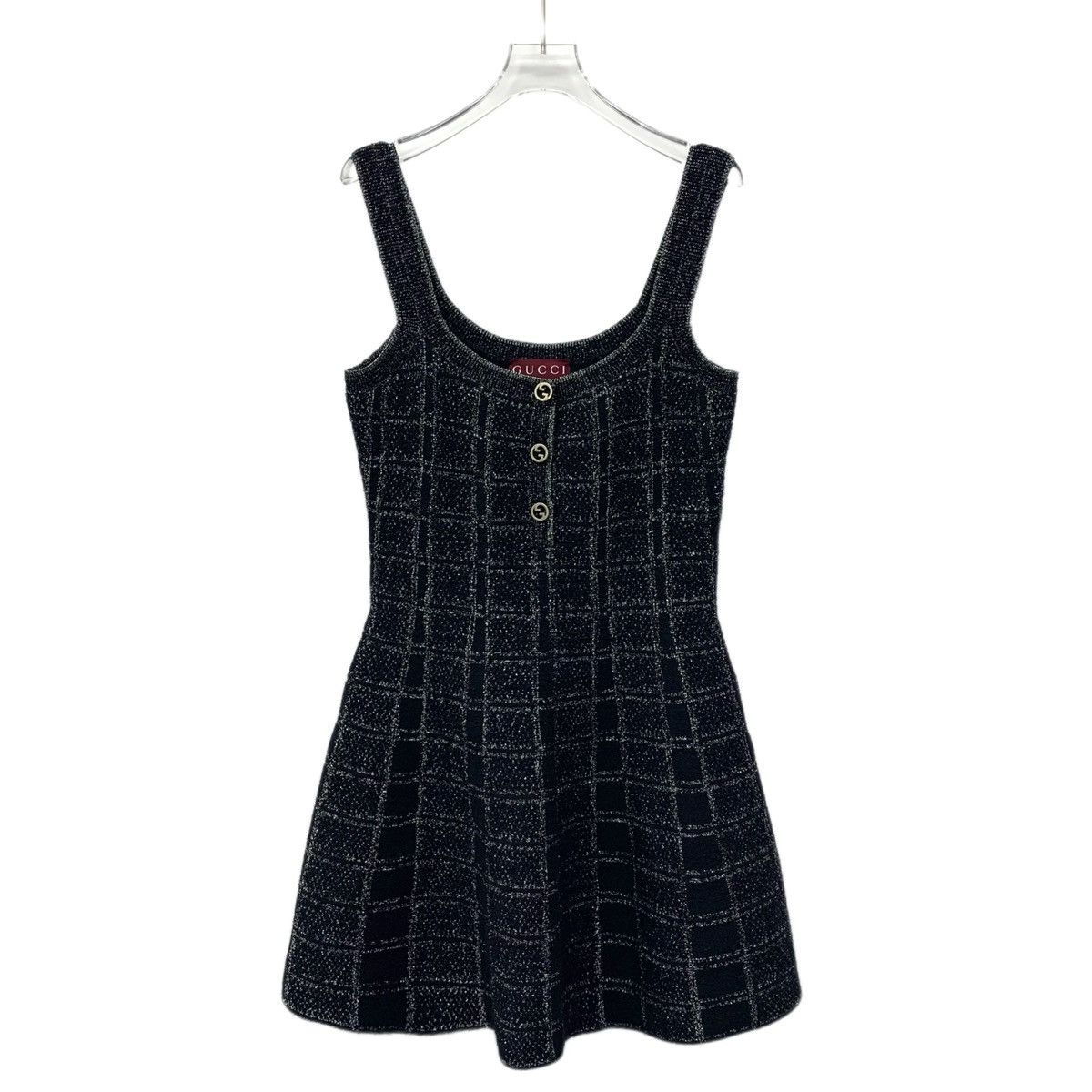 Gucci Gucci Glitter Plaid Wool Woven Sleeveless Slip Dress K26WX Size S / US 4 / IT 40 - 1 Thumbnail