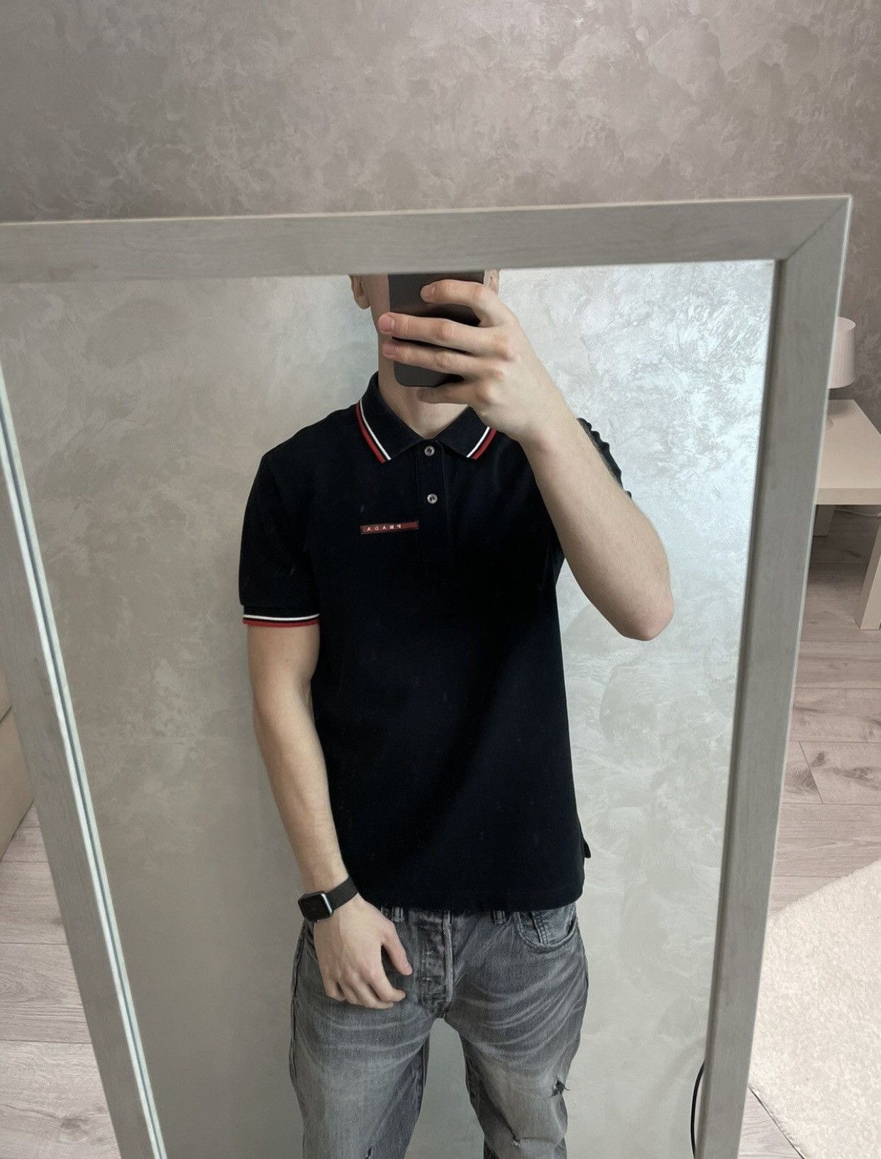 Prada Prada red tab polo black Size US M / EU 48-50 / 2 - 2 Thumbnail