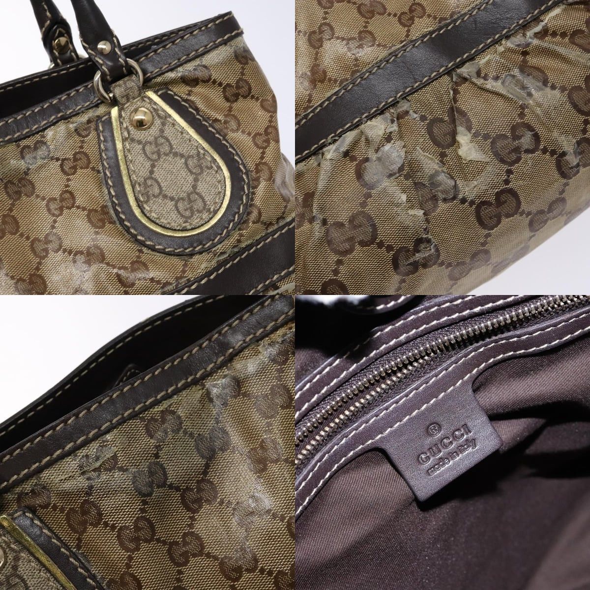 Gucci GUCCI GG Crystal Hand Bag Coated Canvas Beige Gold Size ONE SIZE - 11 Thumbnail