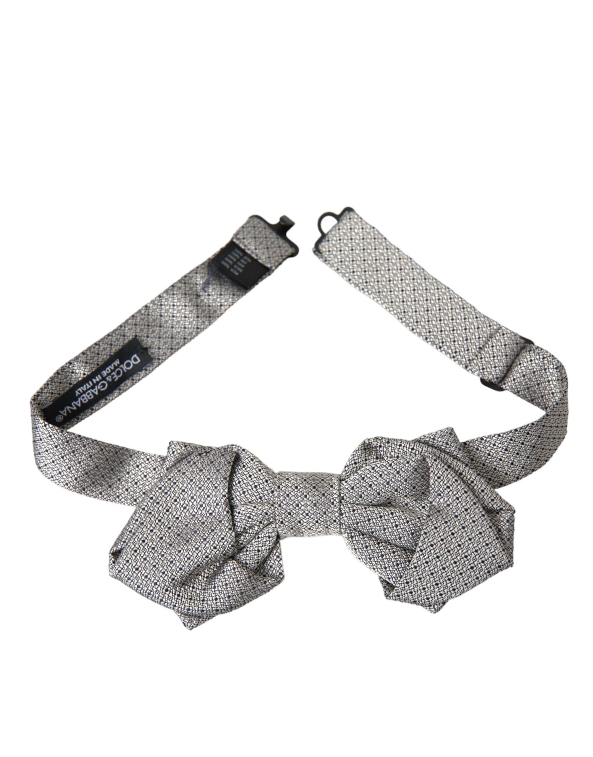 Dolce & Gabbana Gray Silk Adjustable Neck Men Bow Men's Tie Size ONE SIZE - 1 Thumbnail