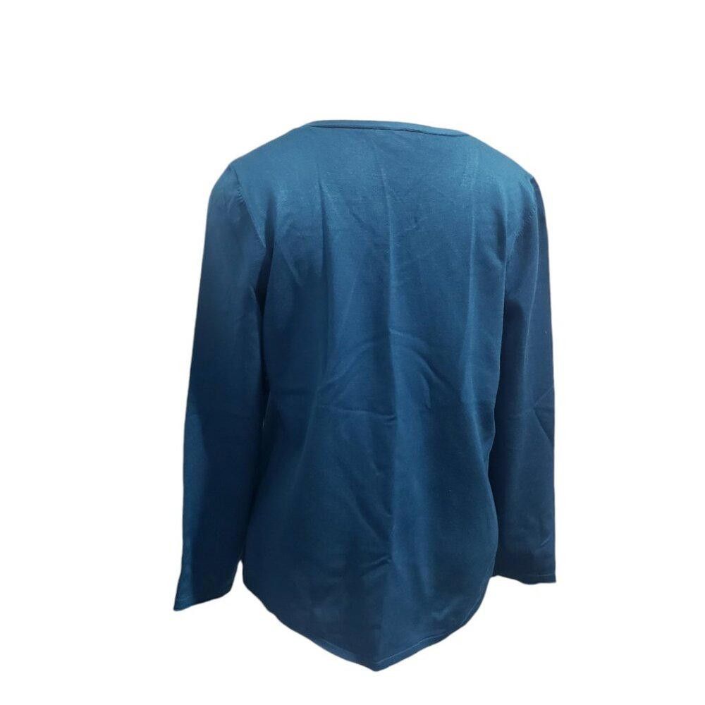 Designer Blue Ladies V-neck Long Sleeve Sweater L Size L / US 10 / IT 46 - 5 Thumbnail
