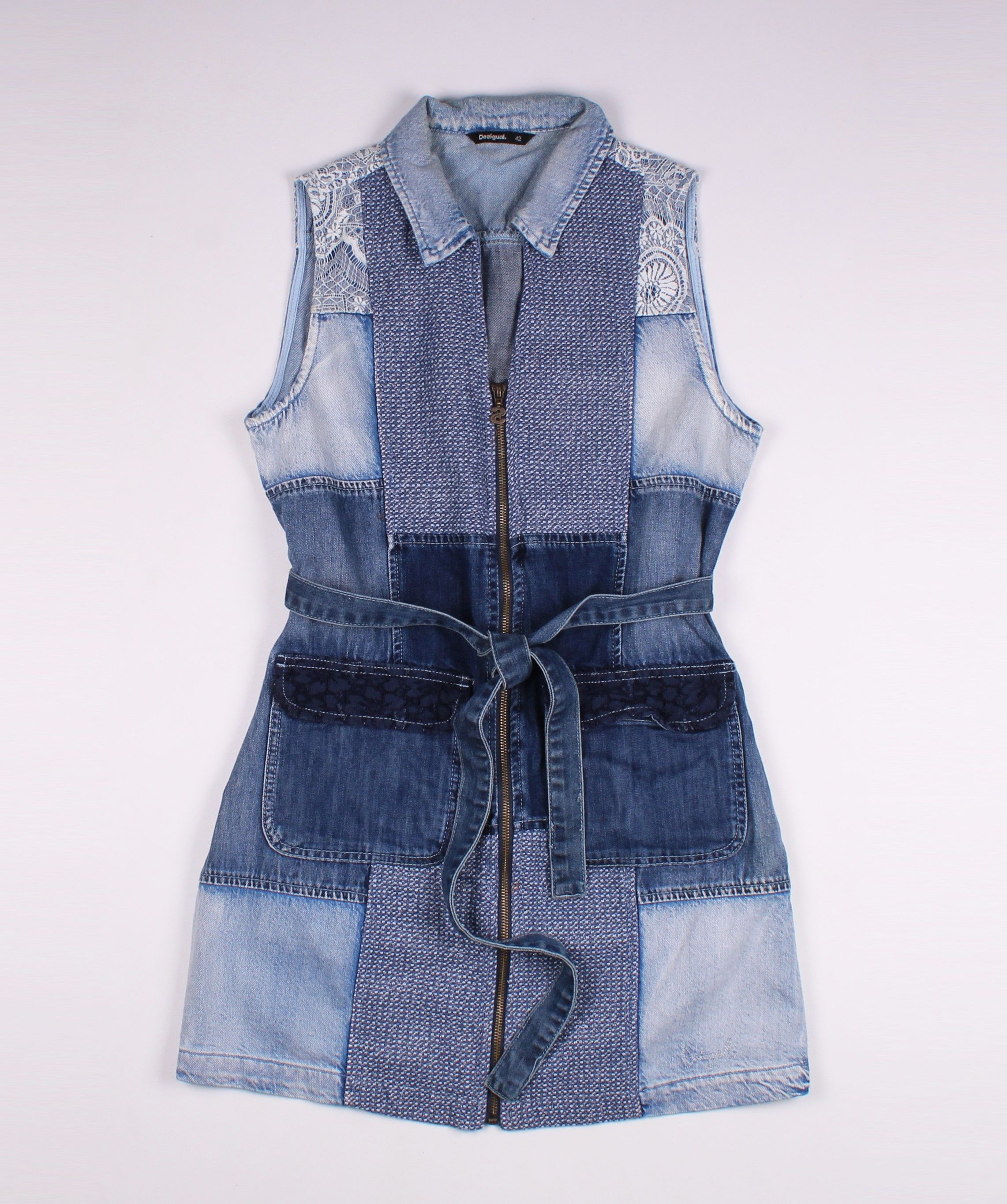 Desigual Vintage Desigual Denim Patchwork Mini Dress Size S / US 4 / IT 40 - 4 Thumbnail