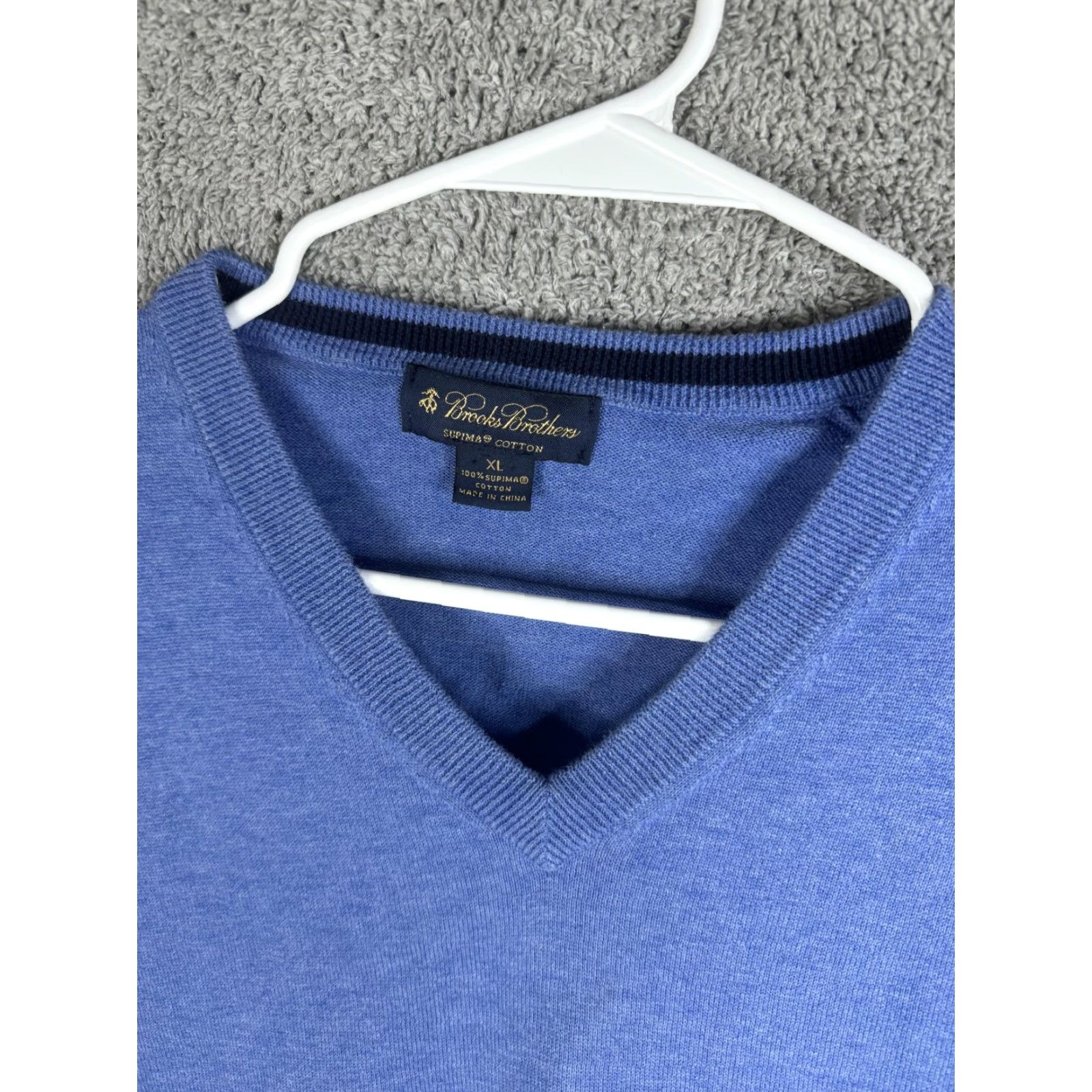 Brooks Brothers Brooks Brothers Sweater Vest Mens XL Blue Supima Cotton V-Neck Knit Pullover Size US XL / EU 56 / 4 - 3 Thumbnail