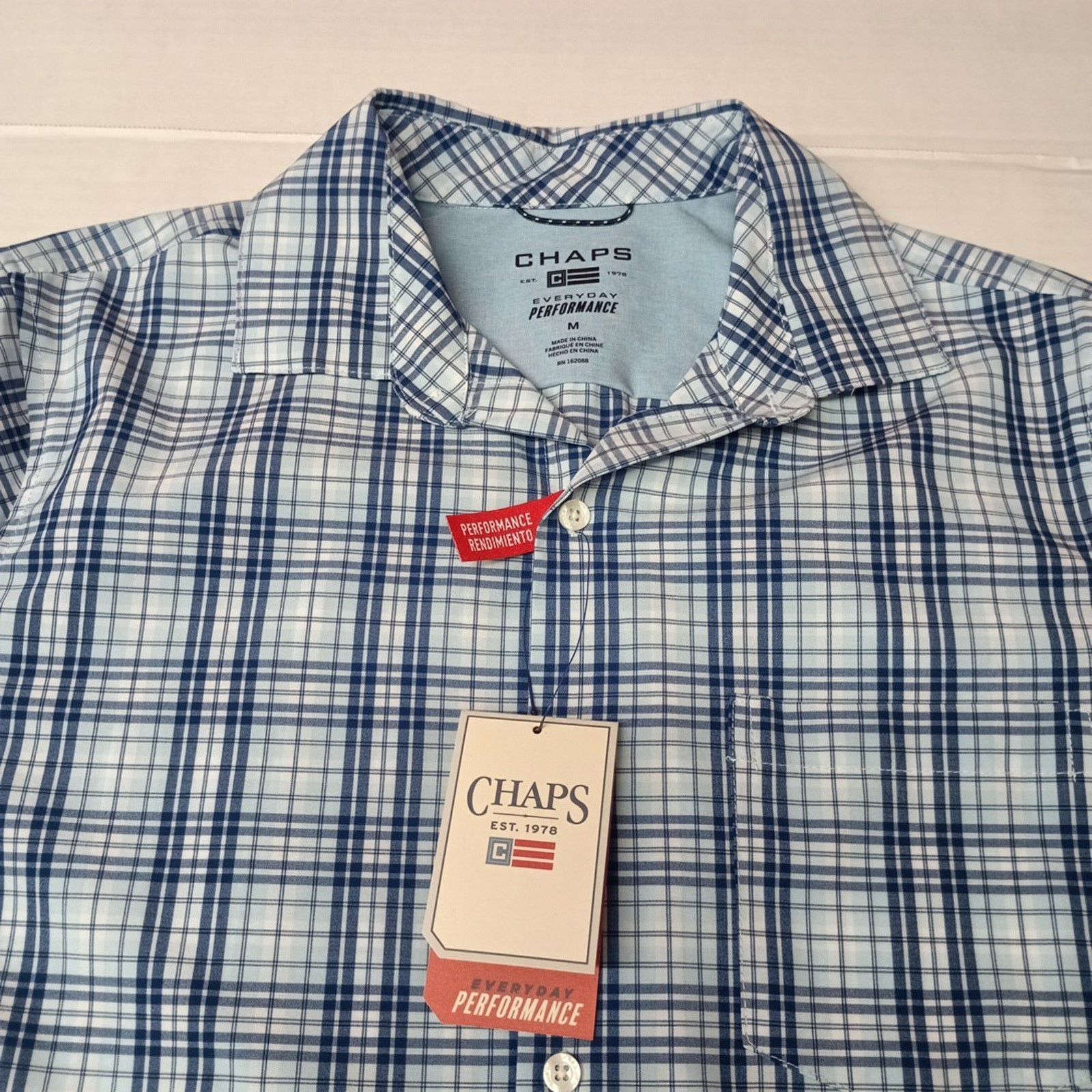 Chaps Chaps Woven Shirt Men's Size M Sky Blue Stretch UPF 50 Size US M / EU 48-50 / 2 - 2 Thumbnail
