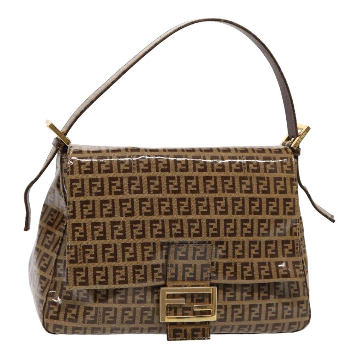 FENDI Zucchino Canvas Mamma Baguette Shoulder Bag Beige