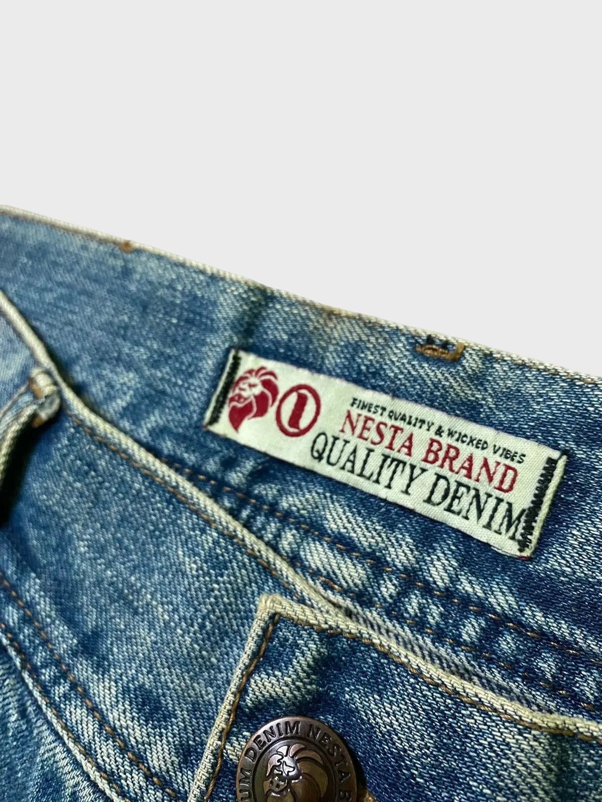 Japanese Brand NESTA BRAND Embroidered 🇲🇱 Mud Wash Selvedge Denim Size US 35 - 8 Thumbnail
