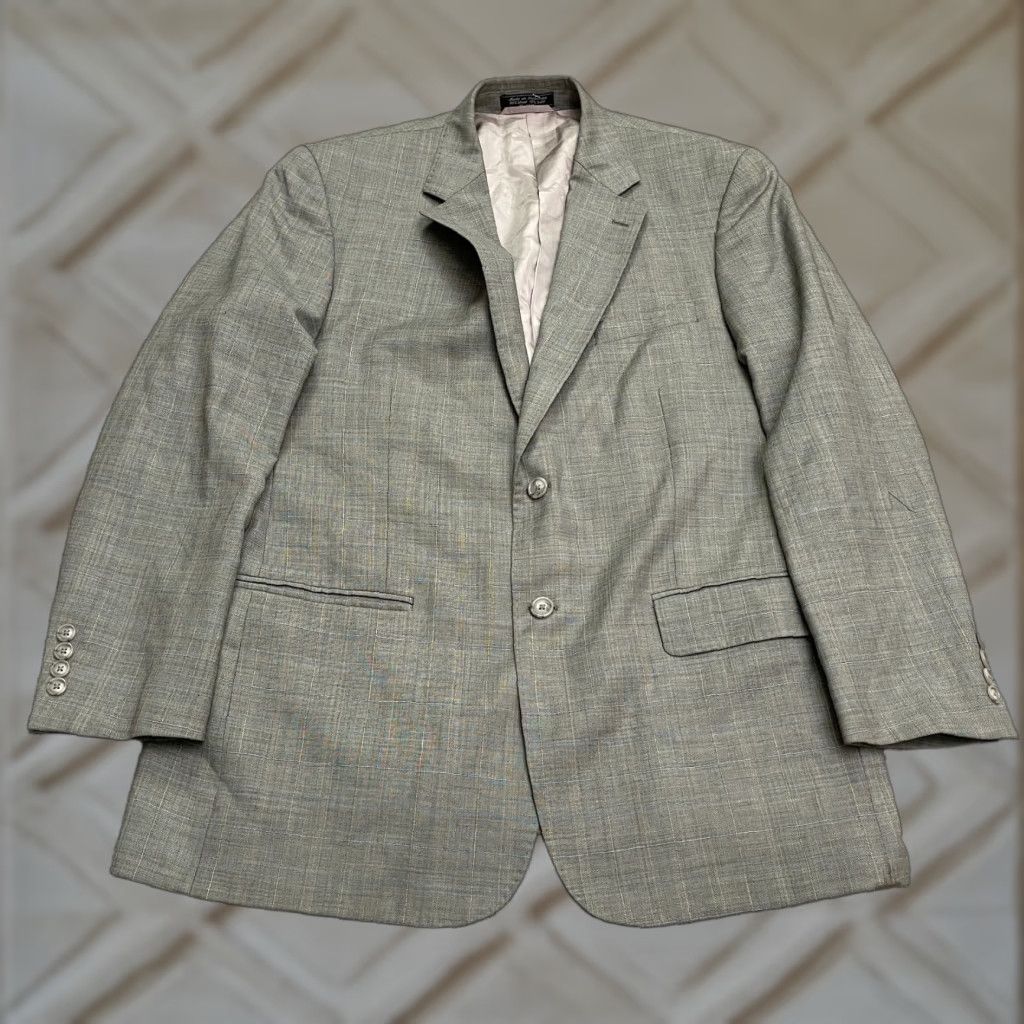 Vintage Haspel Men’s Blazer 42R Gray Plaid Silk Regular Fit Single Vented Professional Size 42R - 1 Thumbnail