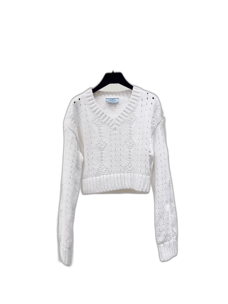 Prada Prada White Knit Sweater Size M / US 6-8 / IT 42-44 - 1 Thumbnail