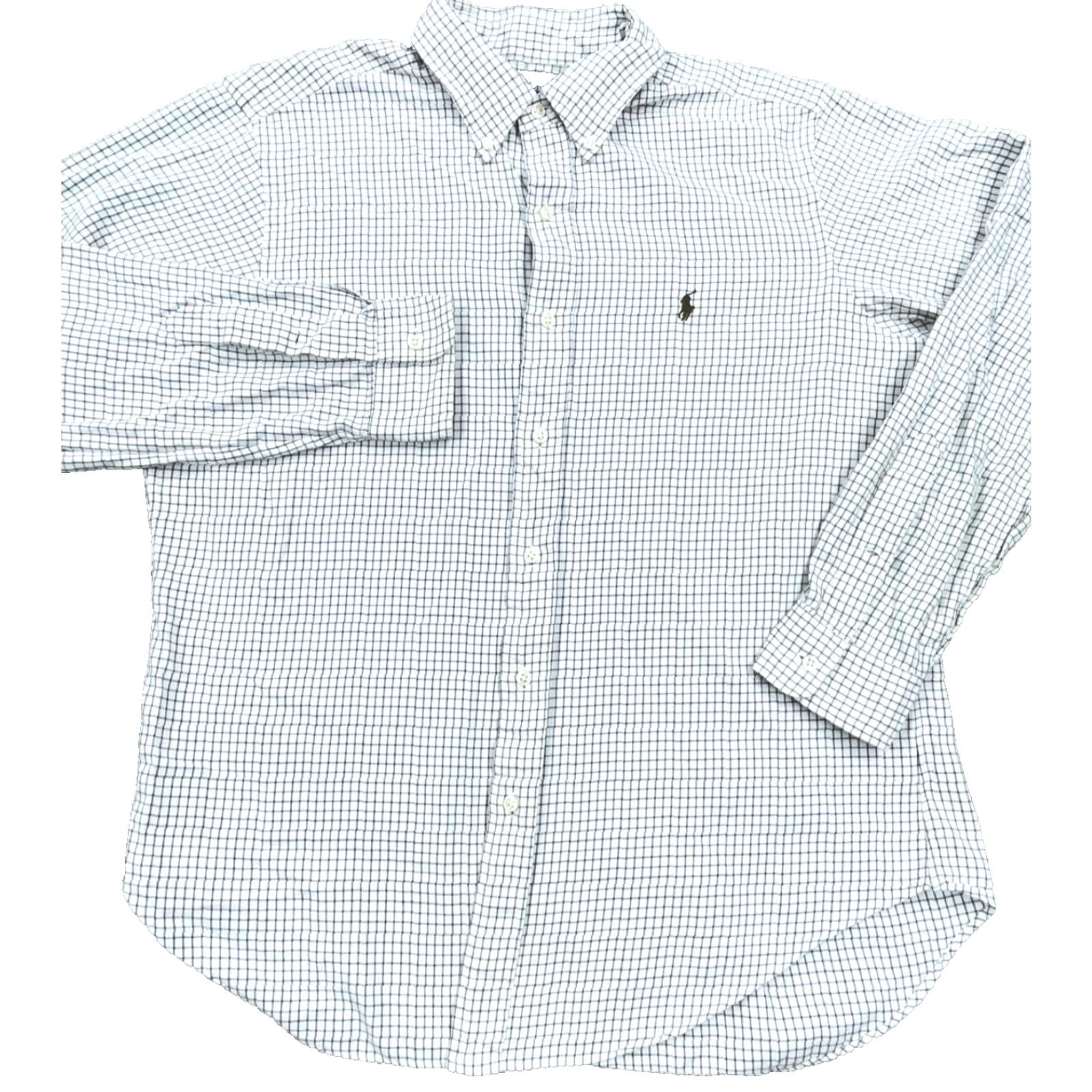 Ralph Lauren Ralph Lauren Shirt Men Large White Brown Button Up Classic Fit Grid Check Dress Mens Size 46R - 2 Thumbnail