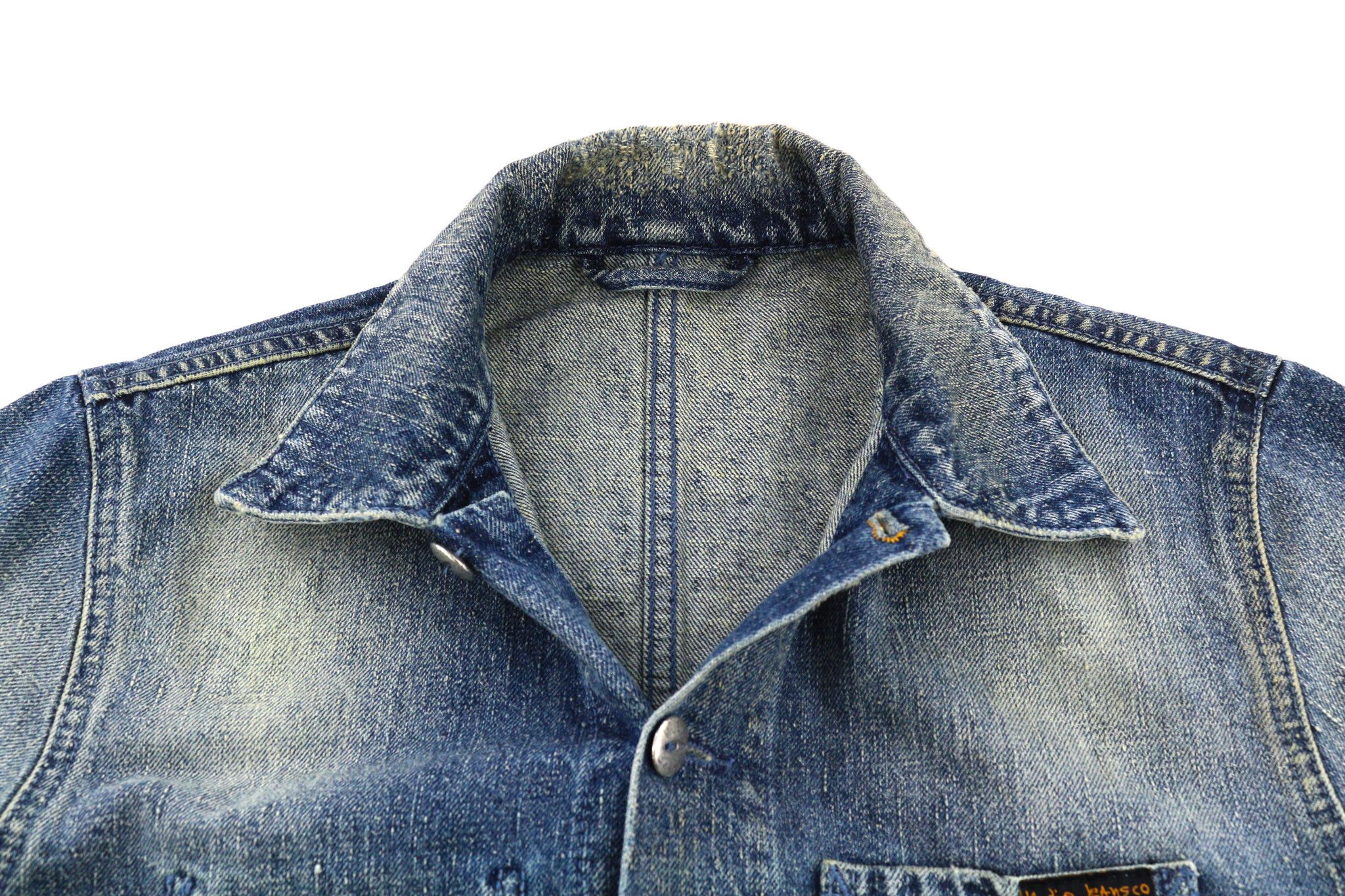 Nudie Jeans TRYGGVE XS Cosmic Blue Washed Polo Neck Logo 81613 Size US XS / EU 42 / 0 - 4 Thumbnail