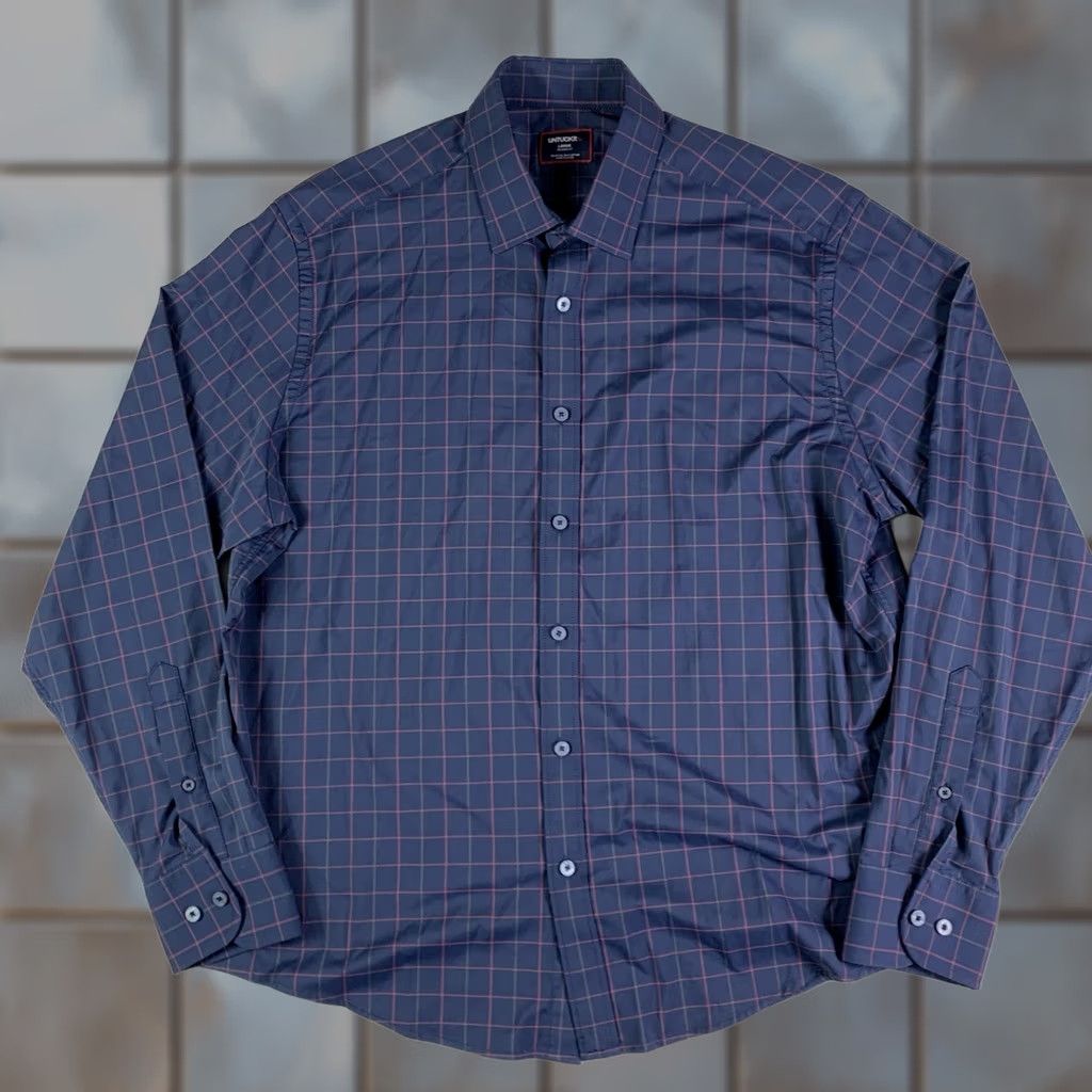 UNTUCKit UNTUCKit Shirt Mens Large Blue Windowpane Long Sleeve Altrugo Performance Size US L / EU 52-54 / 3 - 1 Thumbnail