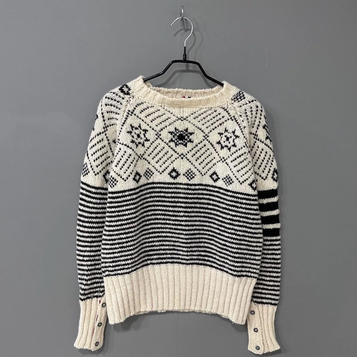 Thom Browne Thom Browne Fair Isle Chunky Knit Sweater Size US S / EU 44-46 / 1 - 1 Thumbnail