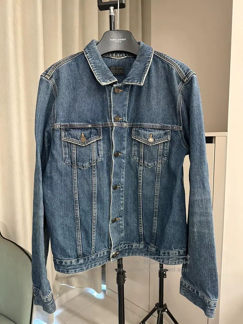 Saint Laurent Paris Saint Laurent Paris Washed Basic Blue Denim Jacket Size US XL / EU 56 / 4 - 1 Thumbnail