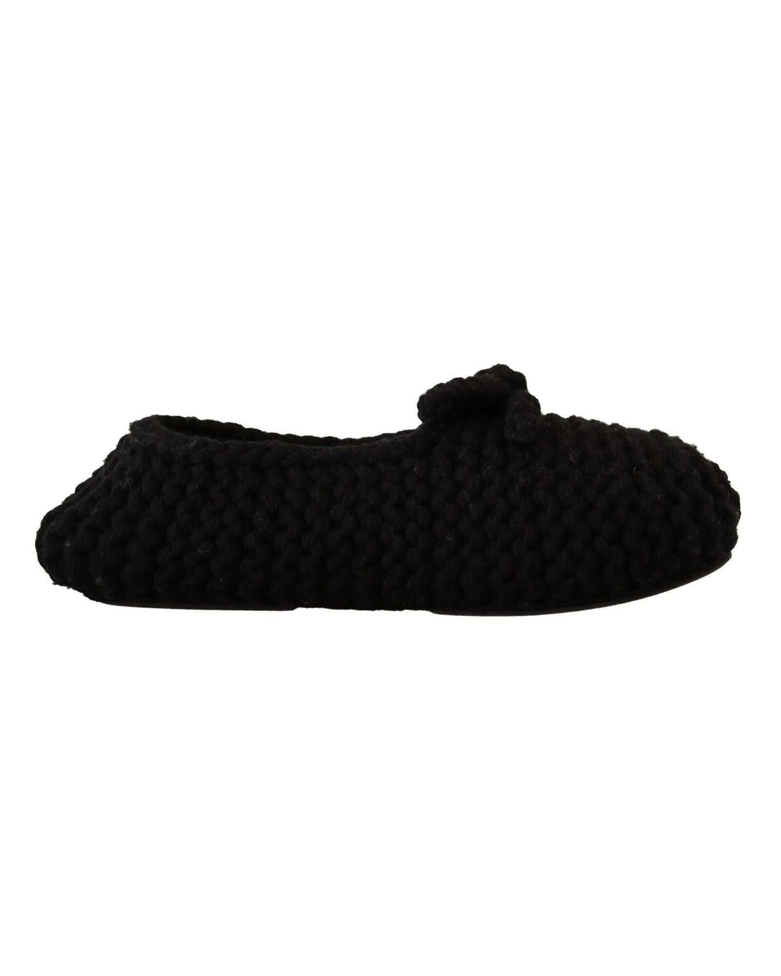 image of Dolce Gabbana Wool Knit Ballerina Flats in Black, Women's (Size 11)