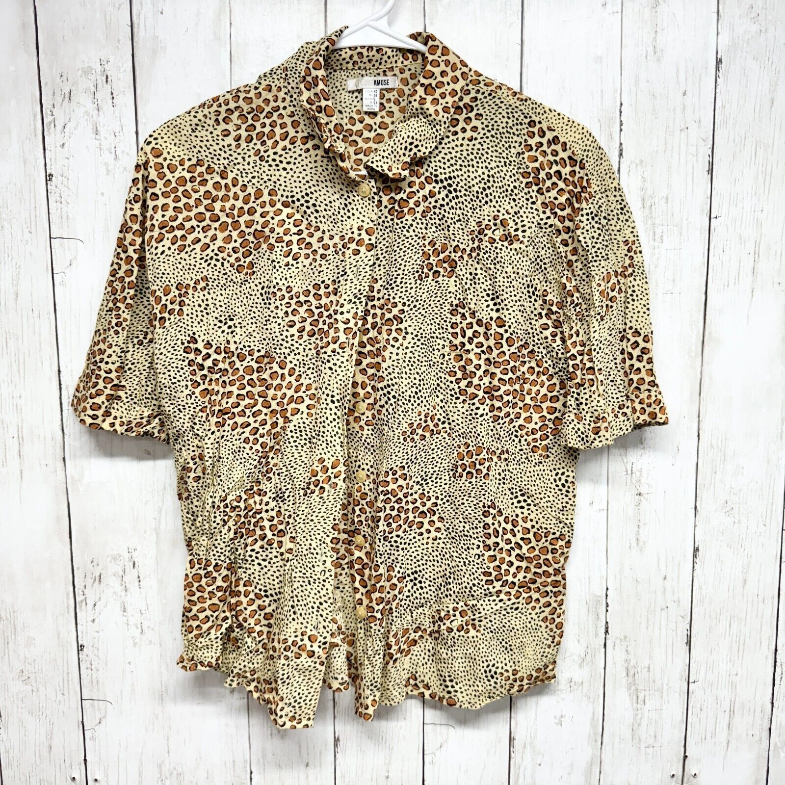 Other Amuse Society SHIRT Sz XS Short Sleeve Button Front Animal Size XS / US 0-2 / IT 36-38 - 1 Thumbnail