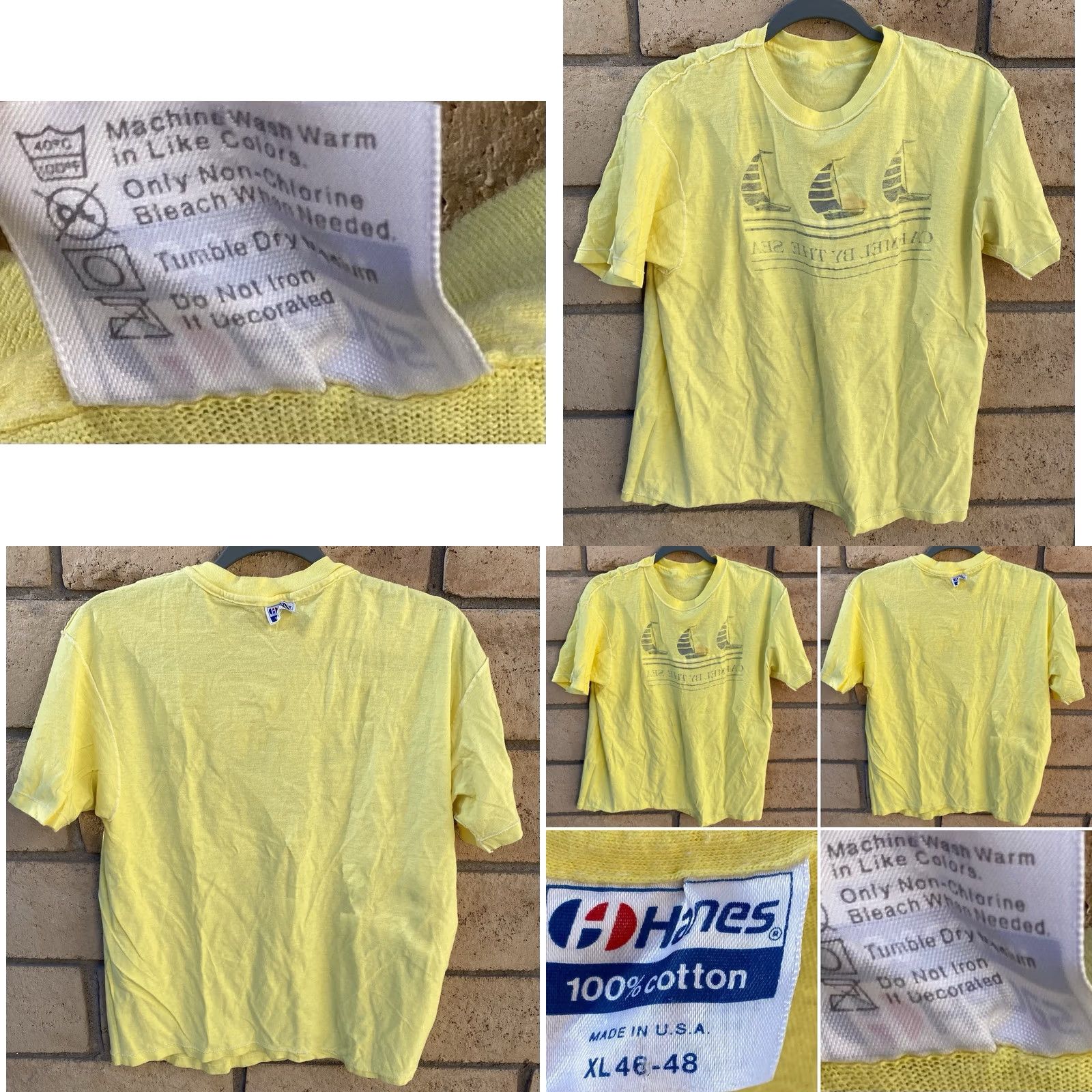 Hanes Vintage Hanes Sailboat Graphic Tee T-Shirt XL Men Yellow Nautical California Beach 90s Sailboats Maritime Shirt Size US XL / EU 56 / 4 - 10 Thumbnail