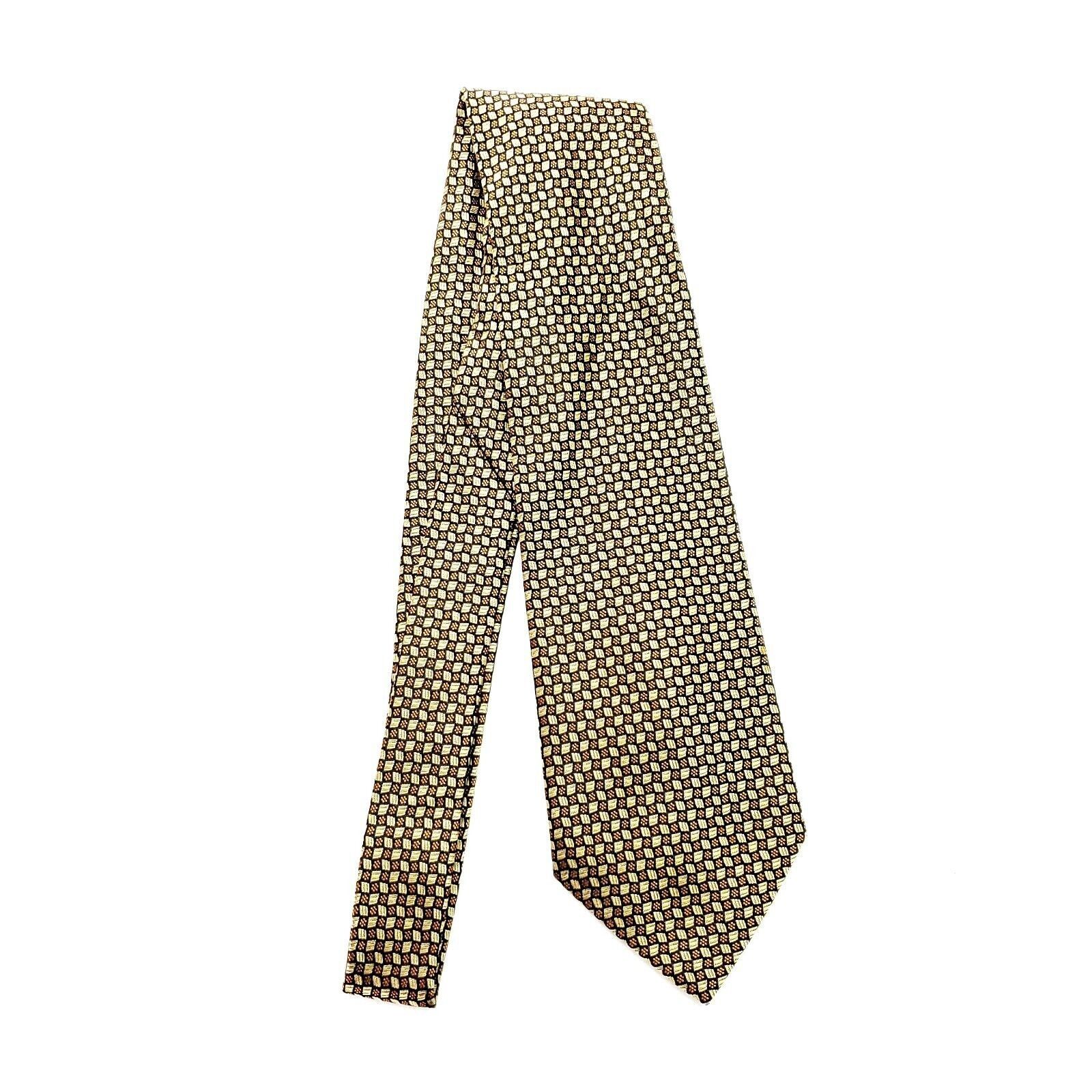 Kenneth Cole Kenneth Cole Silk Tie Yellow Woven Geometric Handmade Size ONE SIZE - 7 Thumbnail