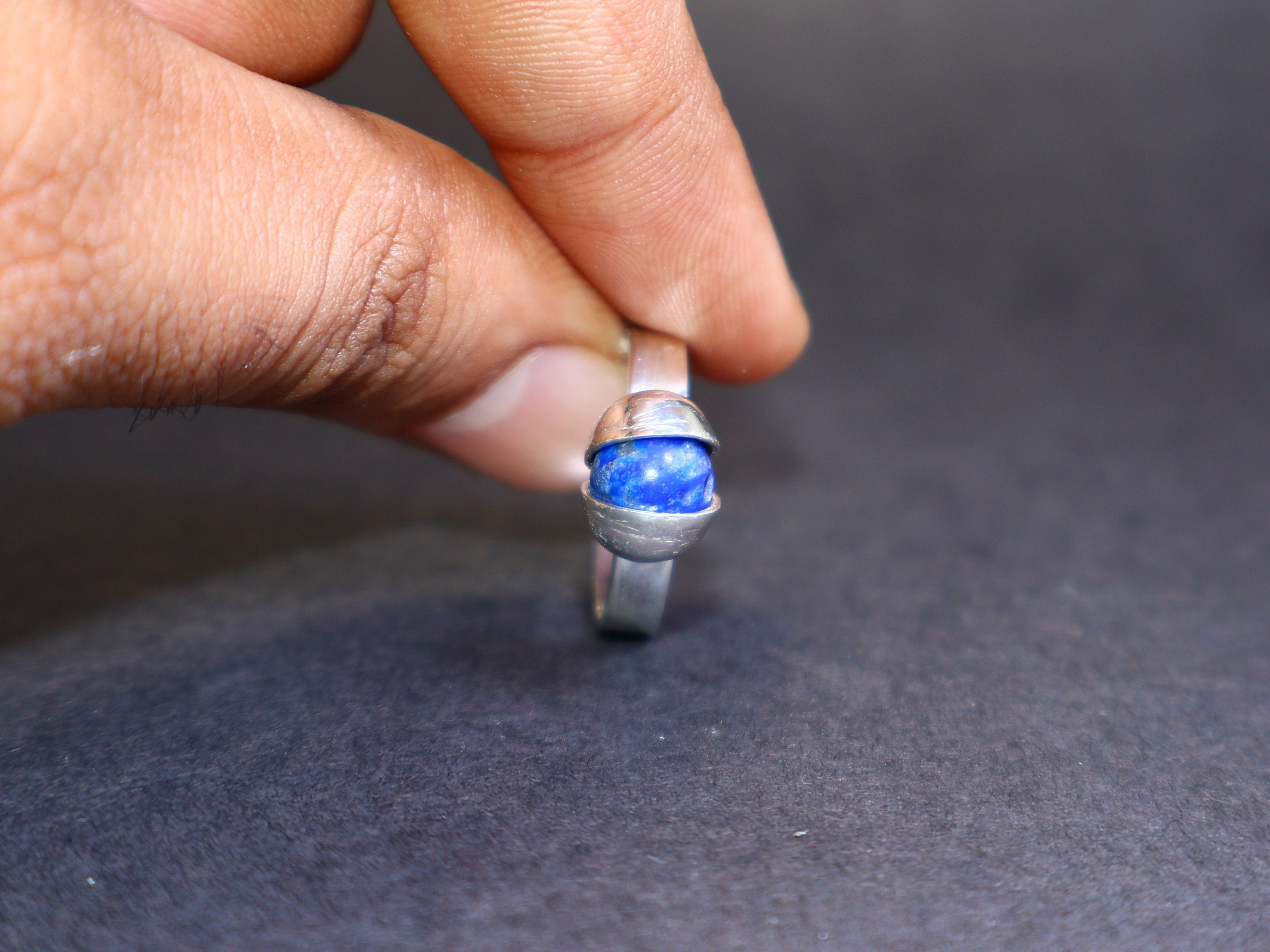 Handmade Lapis Lazuli Ring, Sterling Silver Handmade Gemstone Ring, Size ONE SIZE - 6 Thumbnail