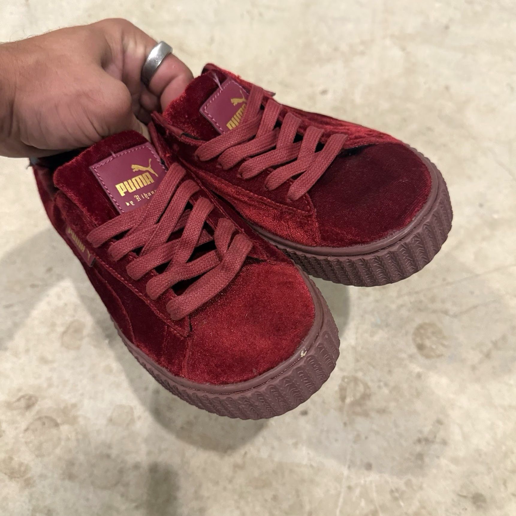 Puma VINTAGE PUMA Fenty by Rihanna Suede Platform Sneakers Creepers Burgundy Red Womens 6.5 US Size US 4 / IT 34 - 4 Thumbnail