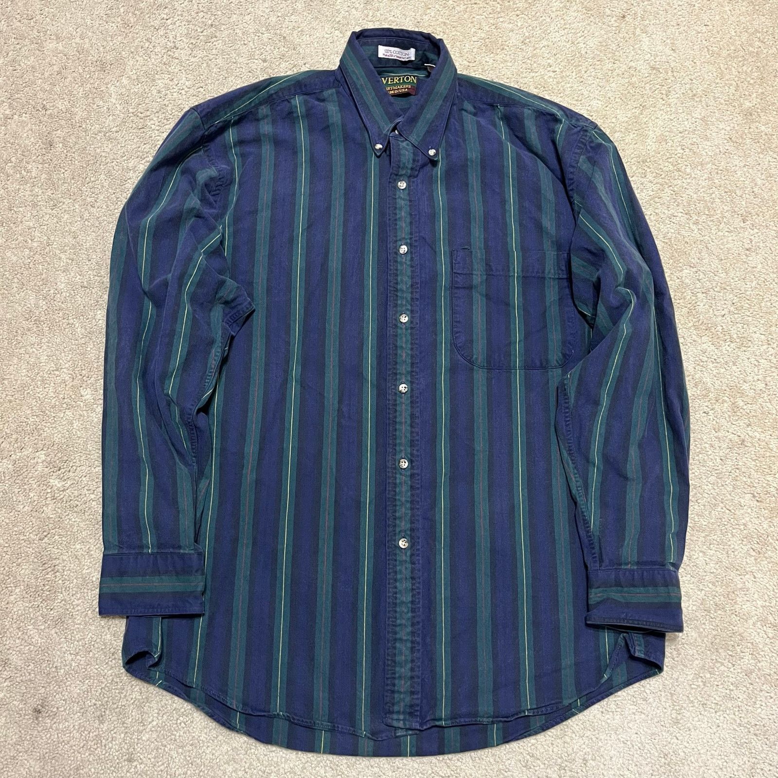 Other Vintage 90s Overton Navy/Green Button Up Collar Shirt Medium Size US M / EU 48-50 / 2 - 1 Thumbnail