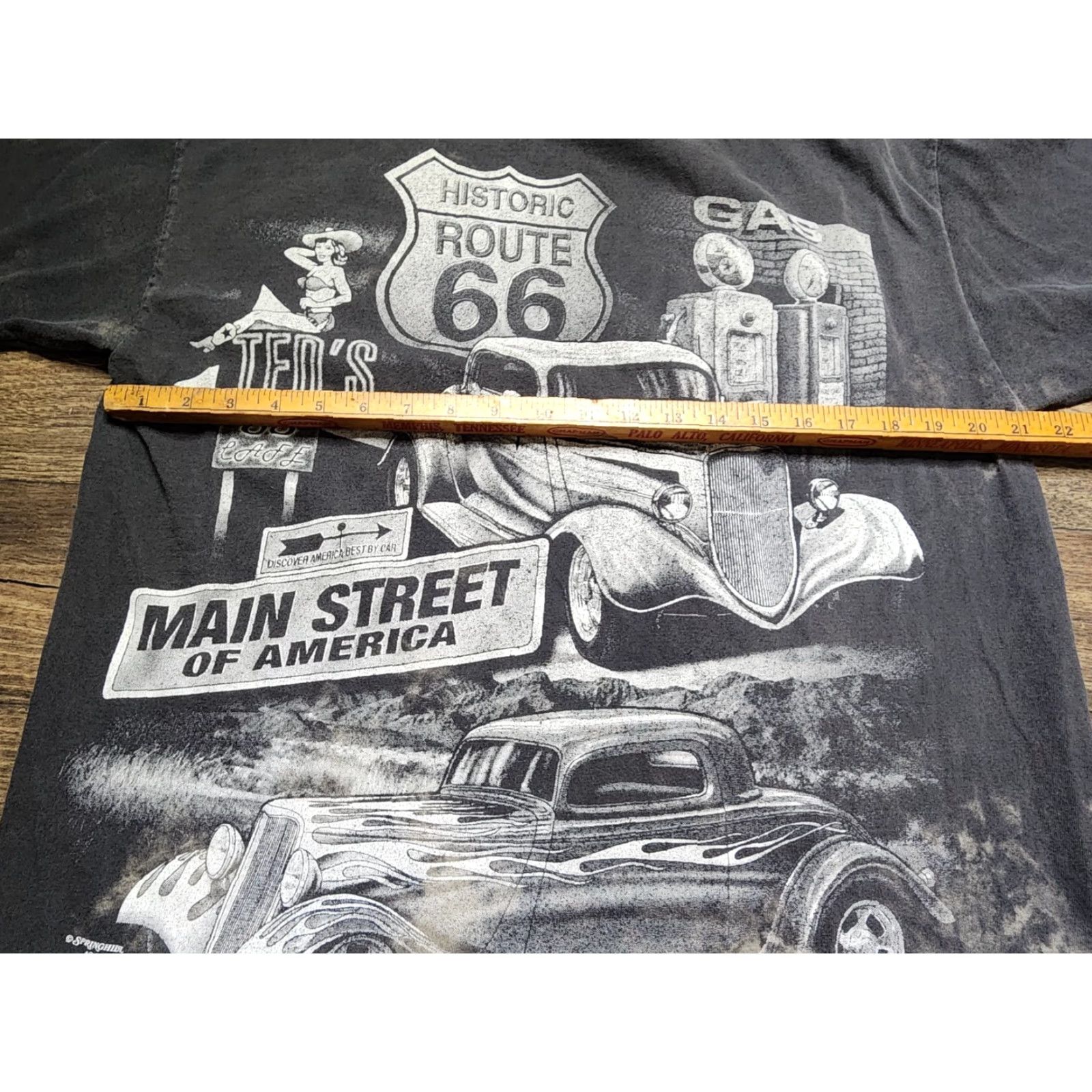 Tultex VINTAGE Men XL T-Shirt Cars 90s All Over Print Crew Neck Cotton Distressed Size US XL / EU 56 / 4 - 4 Thumbnail