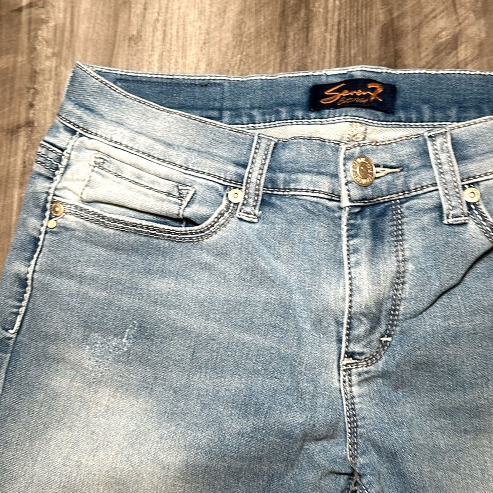 Vintage Seven7 Girlfriend Cropped Jeans Women 6 Blue Cropped Regular 6 Jeans 30 Inseam 22" 31" 7.5" 6.5" 13" MS10565 Size 28" / US 6 / IT 42 - 6 Thumbnail