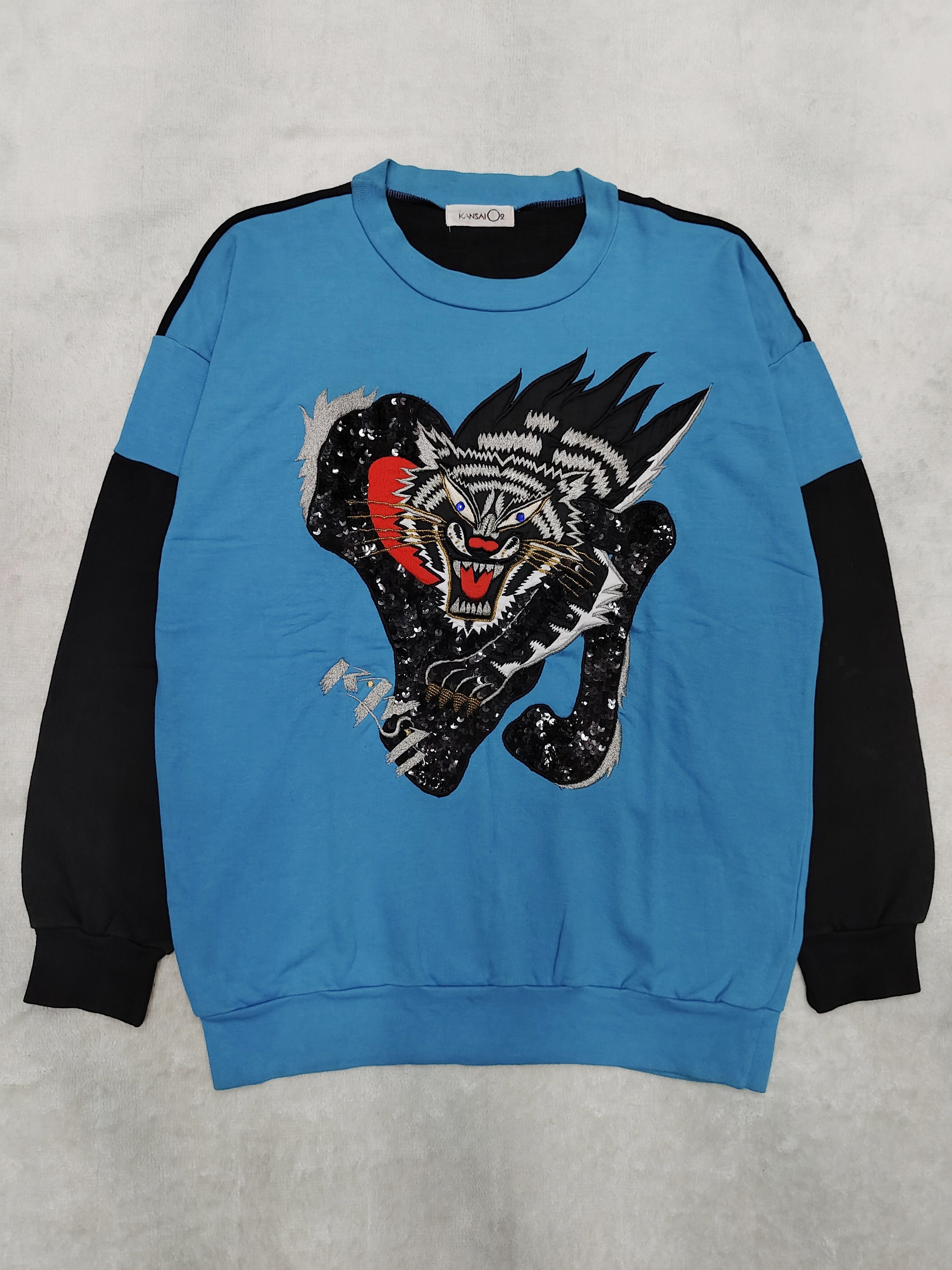 Kansai Yamamoto 80s Kansai O2- Archive Tiger Sequin Embroidery Crewneck Size US M / EU 48-50 / 2 - 3 Thumbnail