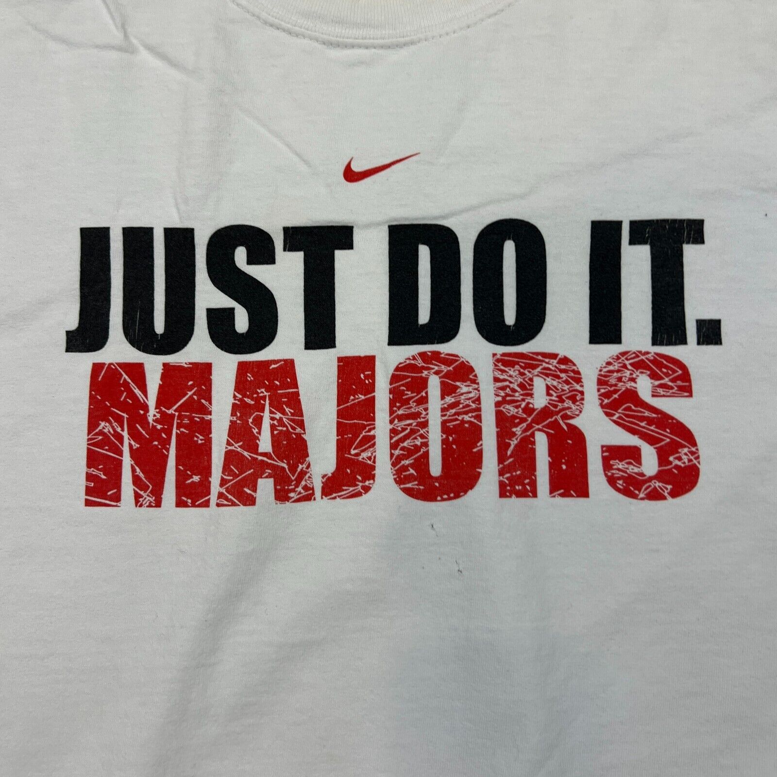Nike × Vintage 90s Nike T Shirt Swoosh Just Do It Majors Short Sleeve Tee Size US XL / EU 56 / 4 - 2 Thumbnail