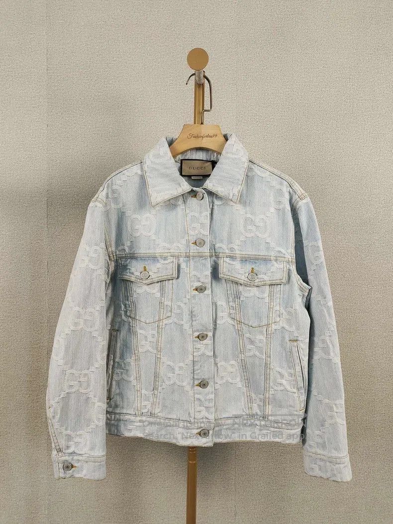 Gucci Monogram Palm Tree Denim Jacket.