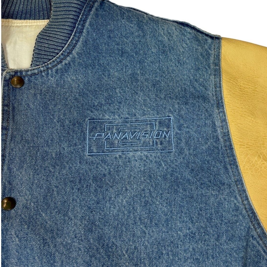 Vintage Vintage 90s Panavision Denim Leather Varsity Jacket XL Size US XL / EU 56 / 4 - 1 Thumbnail
