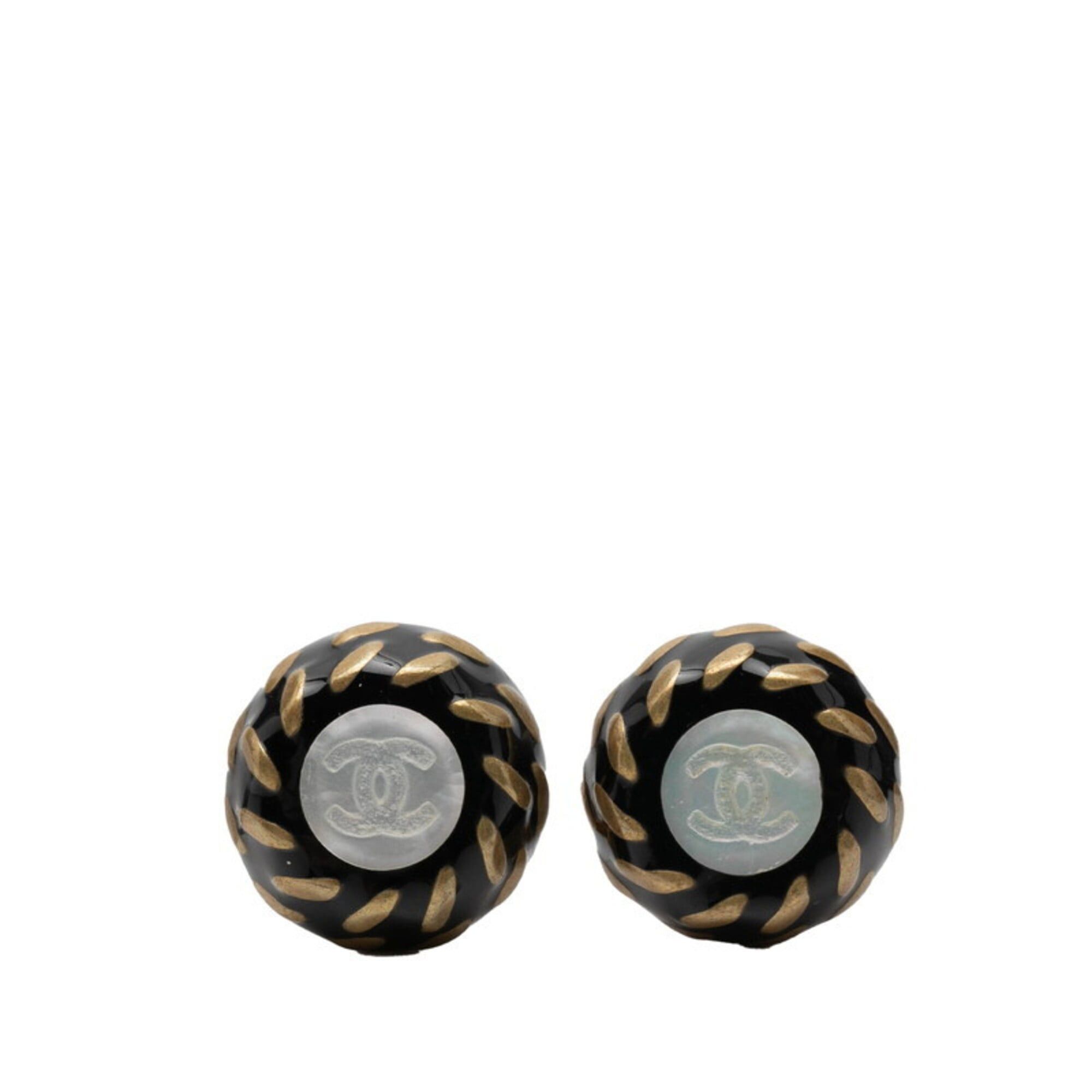 Chanel Chanel Coco Mark Earrings, Gold and Black Plated, Women's. Size ONE SIZE - 1 Thumbnail