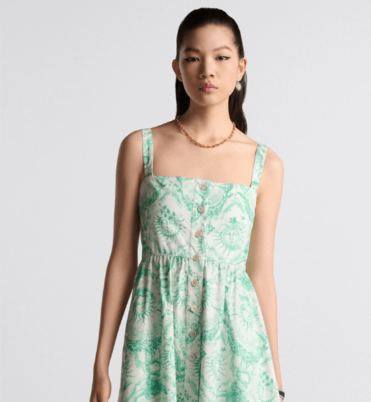Dior o1w1db10925 441D57 Mid-Length Dress in White/Aquamarina Size XS / US 0-2 / IT 36-38 - 5 Thumbnail