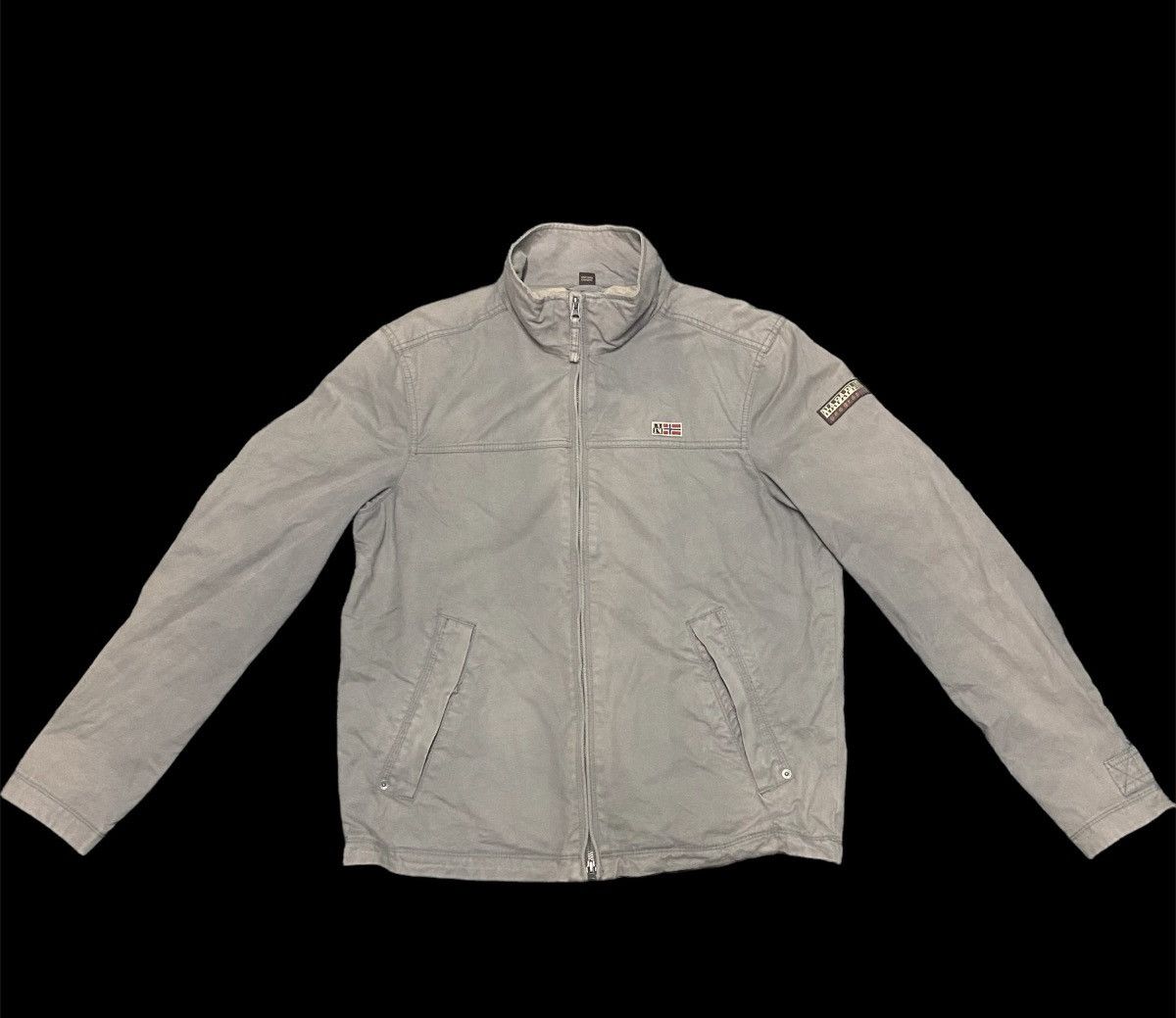 image of Napapijri Geographic Cotton Jacket Full Zip in Grey, Men's (Size Large)