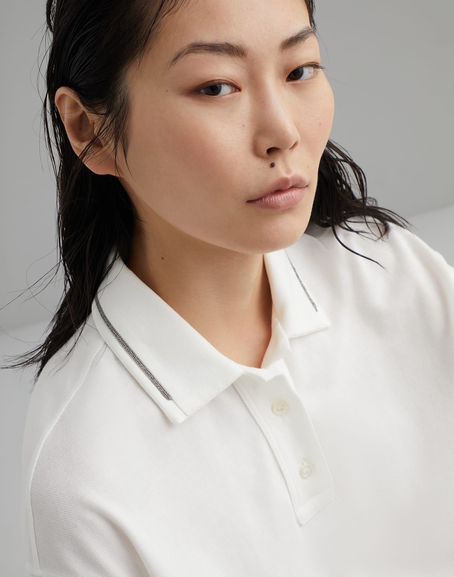 Brunello Cucinelli o1w1db10825 Polo T-Shirt in Open White Size XL / US 12-14 / IT 48-50 - 4 Thumbnail