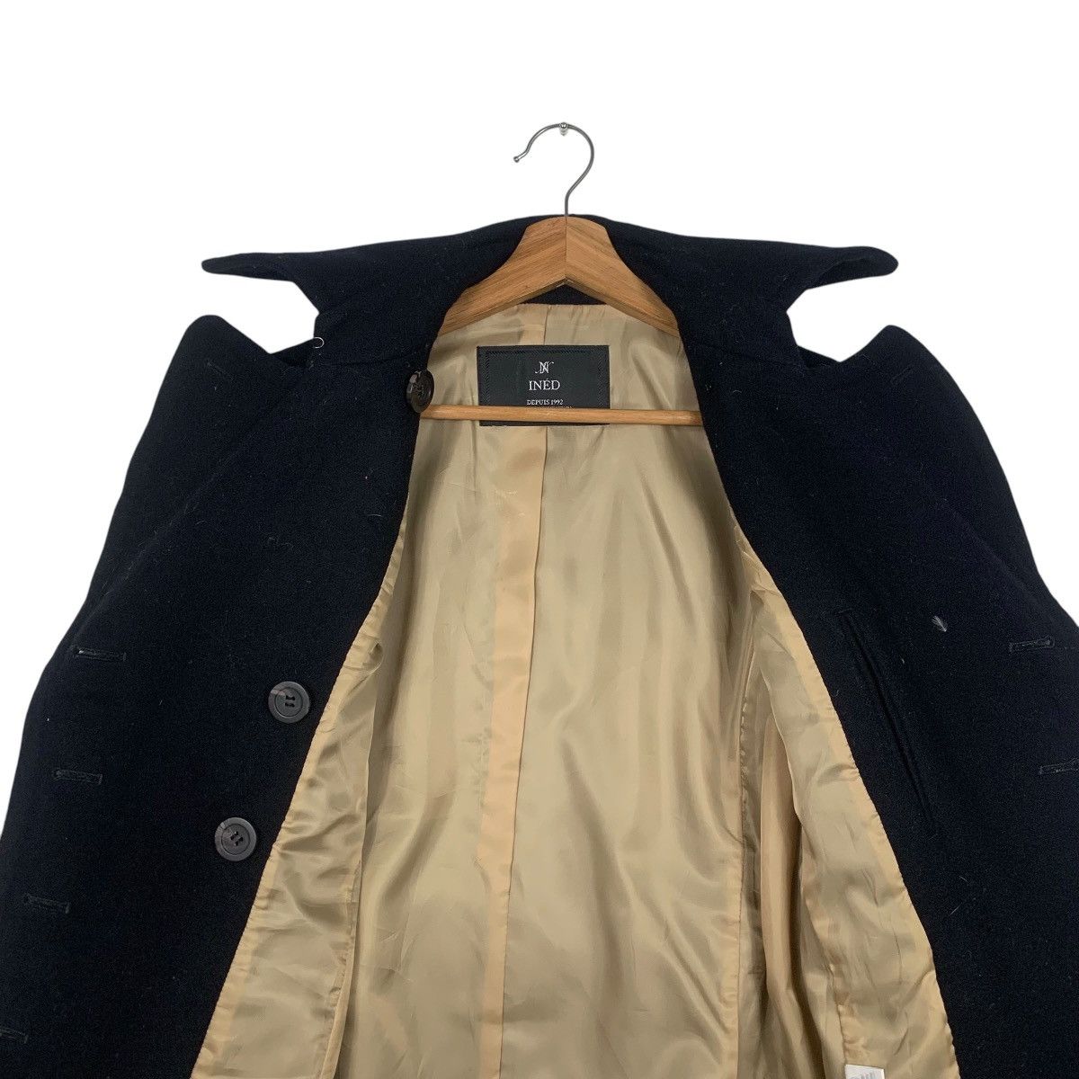 Japanese Brand INED Double Collar Double Breasted Wool Coat #1816-C20 Size S / US 4 / IT 40 - 12 Thumbnail