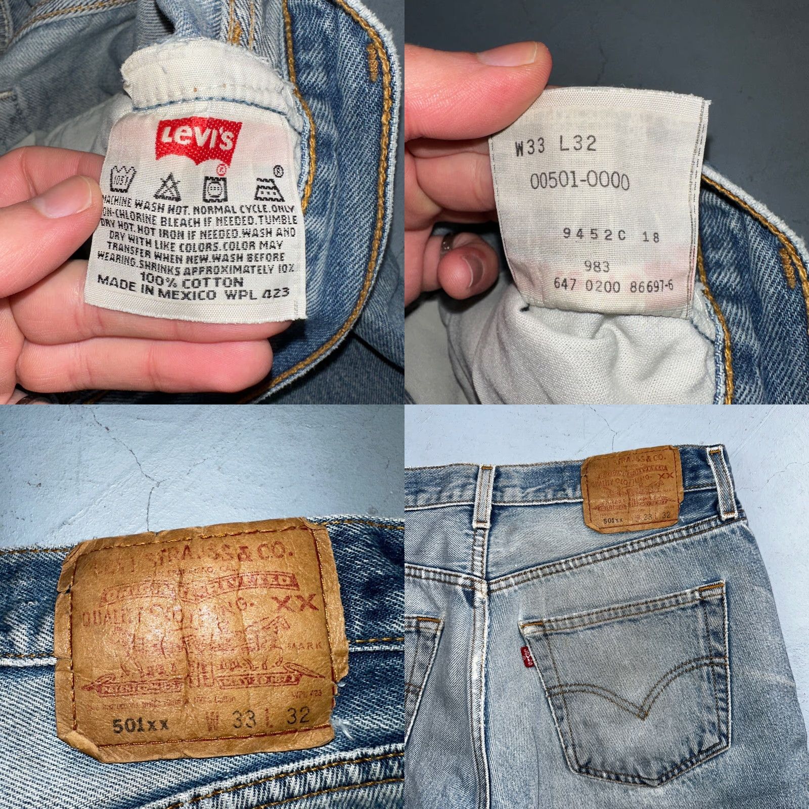 Levi's VINTAGE Levi's 501 Jeans Straight 90s USA Mens Blue Light Wash 33x32 501 Series Regular Denim Cotton-Blend Not-Available? Size US 33 - 9 Thumbnail