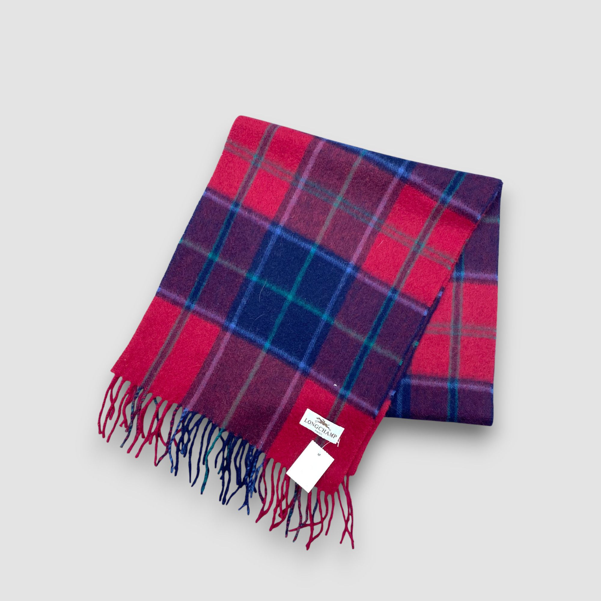 Longchamp Vintage Longchamp Scarf Muffler Wool Tartan Plaid Scarves Size ONE SIZE - 3 Thumbnail