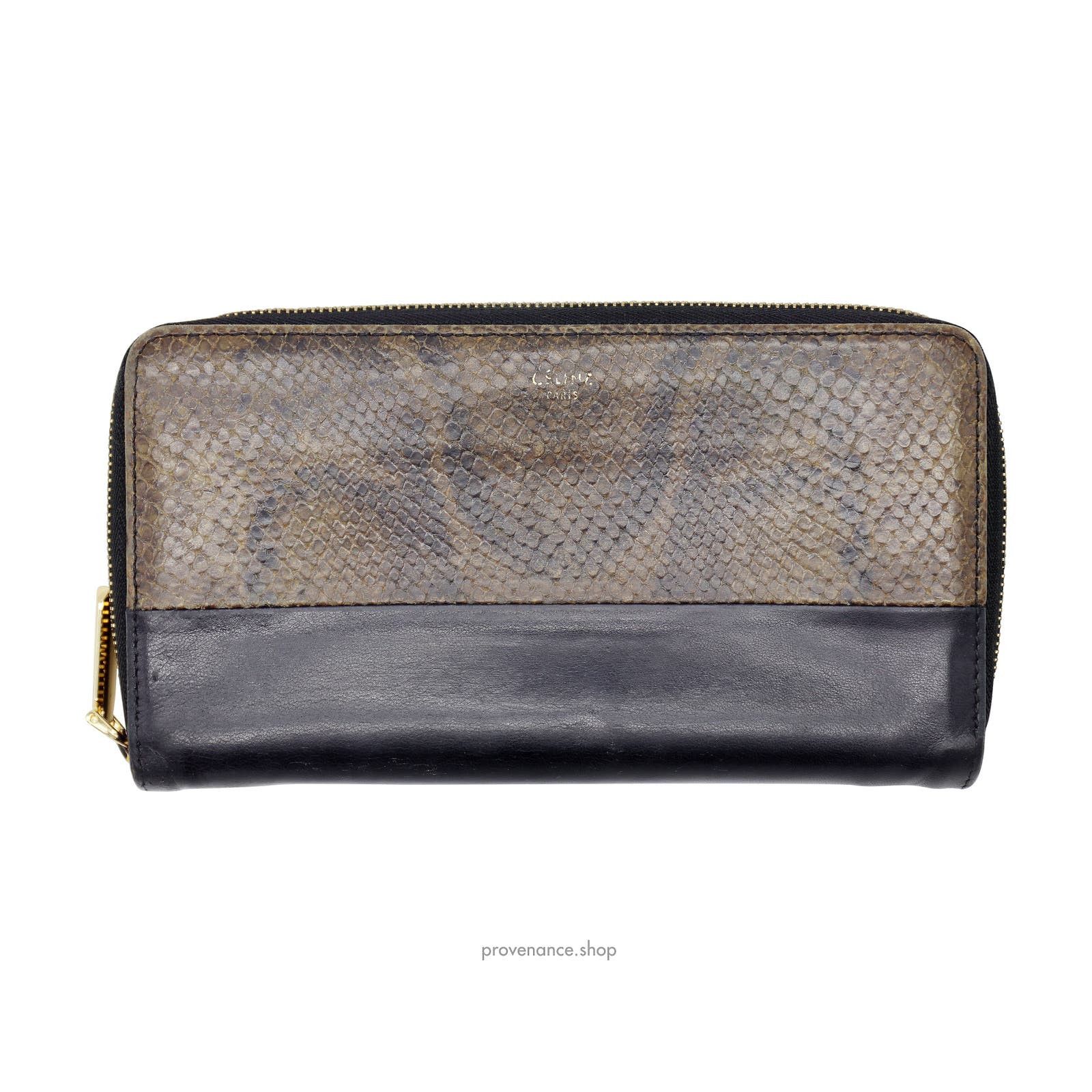 image of Celine Multifunction Zip Wallet - Black/python in Brown, Women's