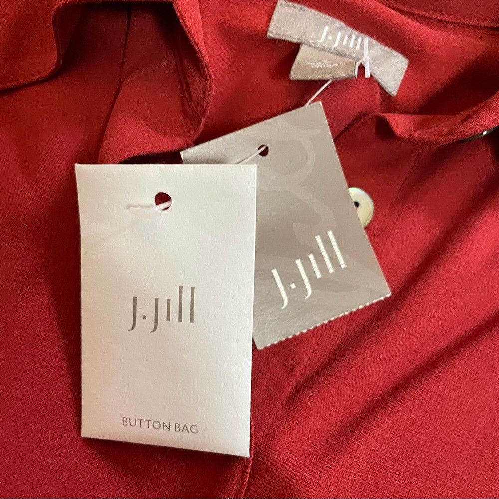J. Jill NWT New J.Jill Silk Red Long Sleeve Shirt Dress Size L Size L / US 10 / IT 46 - 9 Thumbnail