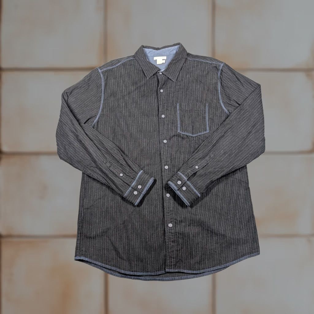 Carbon2Cobalt carbon2cobalt Shirt Mens LT Gray Striped Long Sleeve Button Front Cotton Casual Size US L / EU 52-54 / 3 - 1 Thumbnail