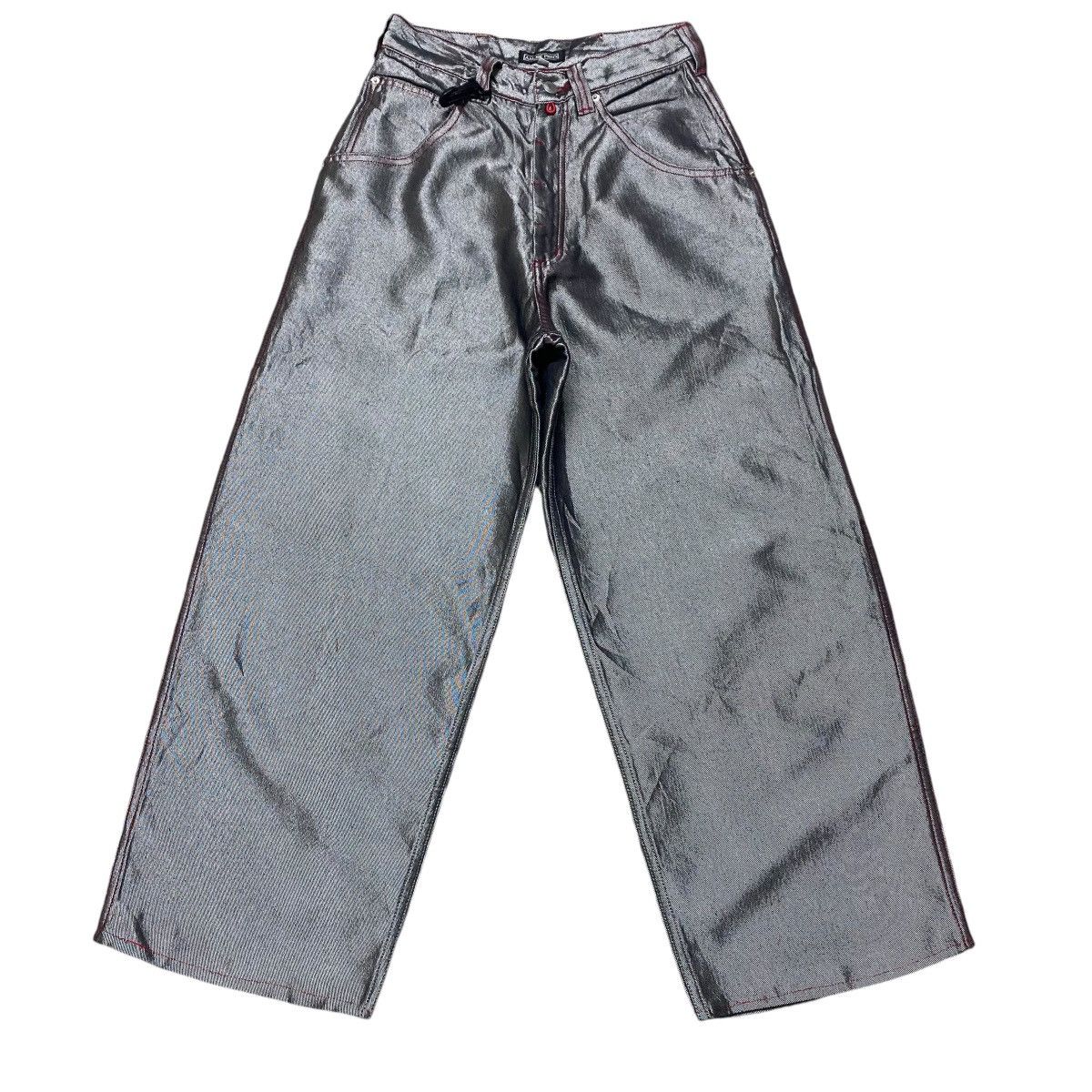 Japanese Brand Vintage Amore Puro Silver Metallic Wide Leg Baggy Jeans Size US 28 / EU 44 - 2 Thumbnail