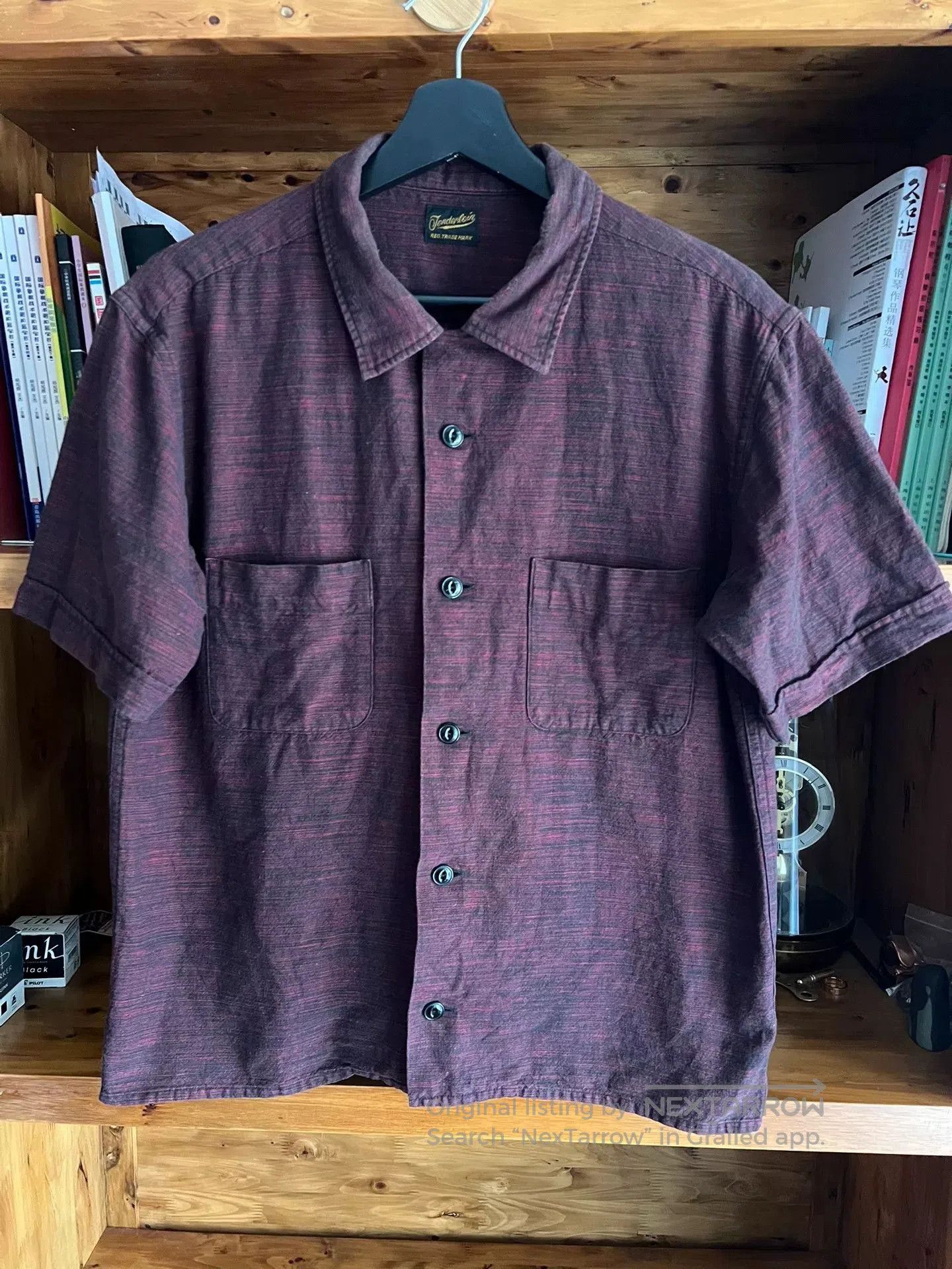 Tenderloin open collar shirt in rich burgundy color. Size US S / EU 44-46 / 1 - 1 Thumbnail