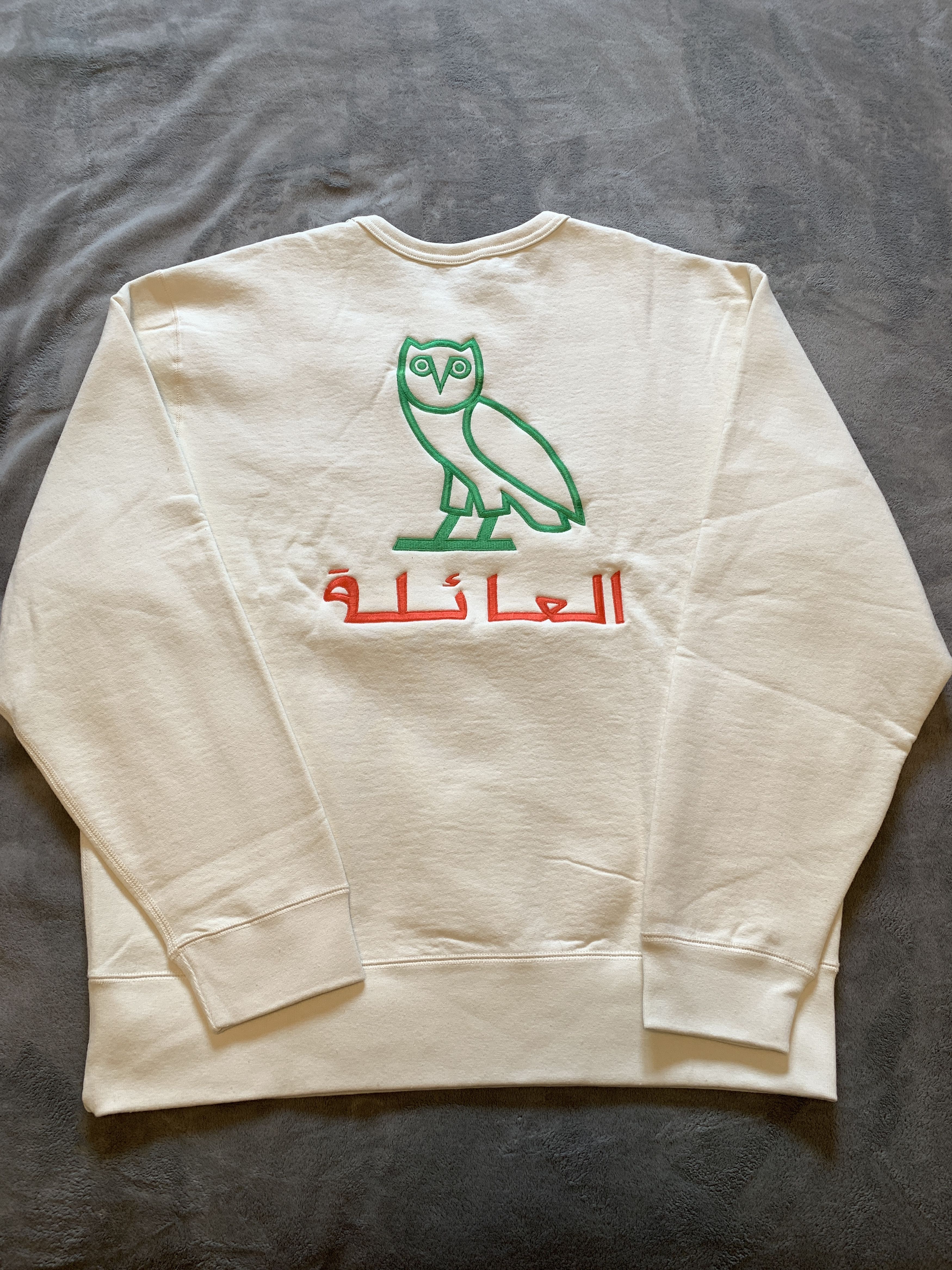 image of Drake x Octobers Very Own Ovo Family Arabic Crewneck 2021 Drop in Cream, Men's (Size XL)