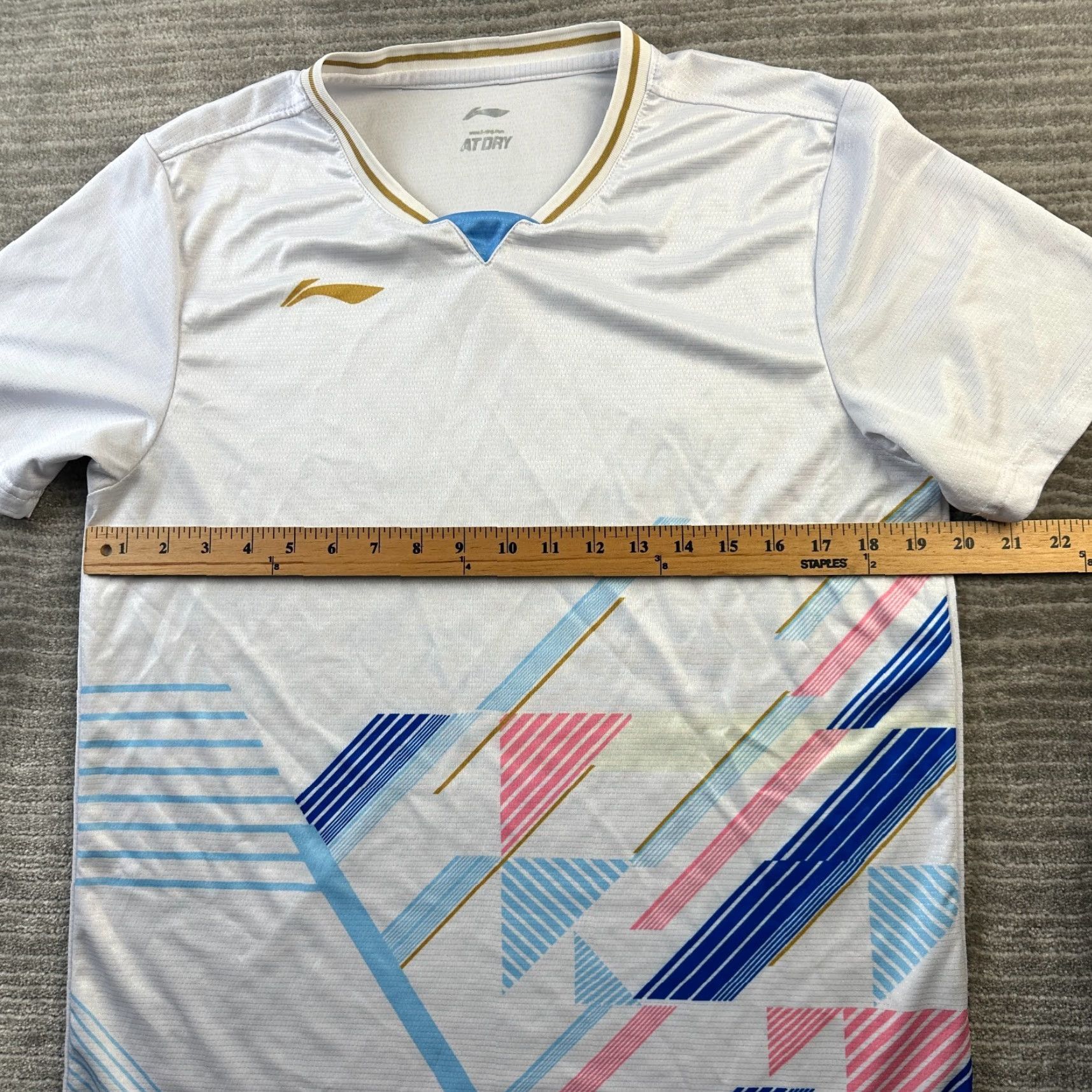 Li-Ning Li-Ning Shirt Mens Large White Badminton Tennis Performance Shirt Size US L / EU 52-54 / 3 - 7 Thumbnail