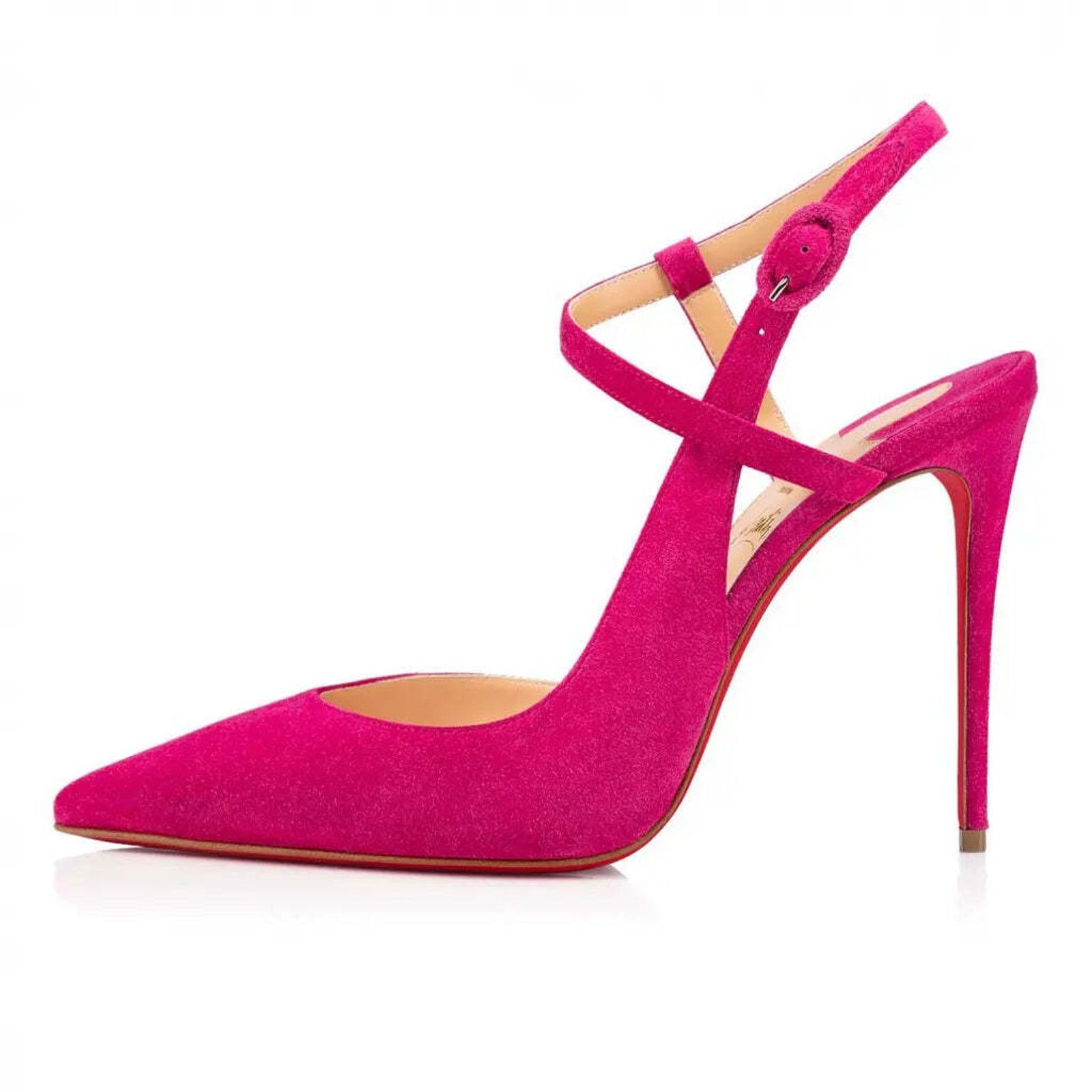 Christian Louboutin Jenlove 100 Grenat Pink Ankle Strap Pointed Heel Pump 40 Size US 10 / IT 40 - 3 Thumbnail