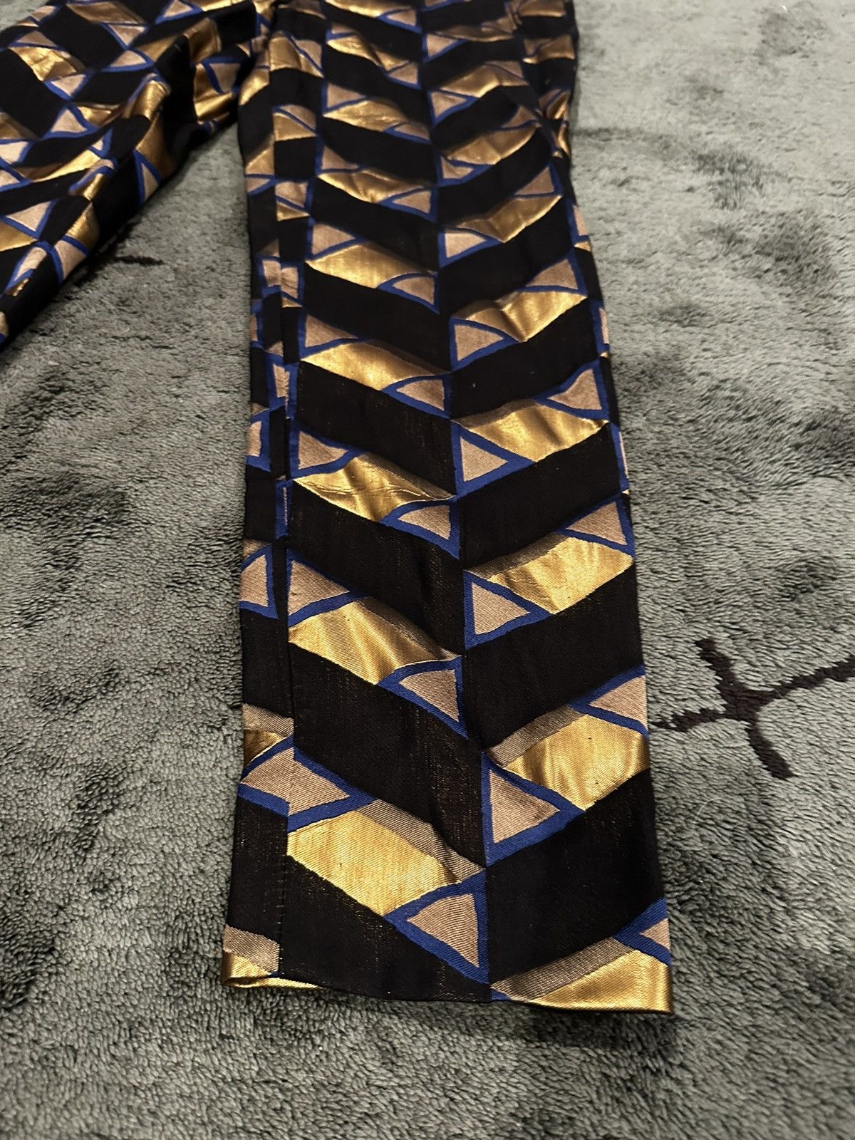 Dries Van Noten SS18 Dries Van Noten Gold/Blue Brocade Patterned Trousers Size 30" / US 8 / IT 44 - 4 Thumbnail