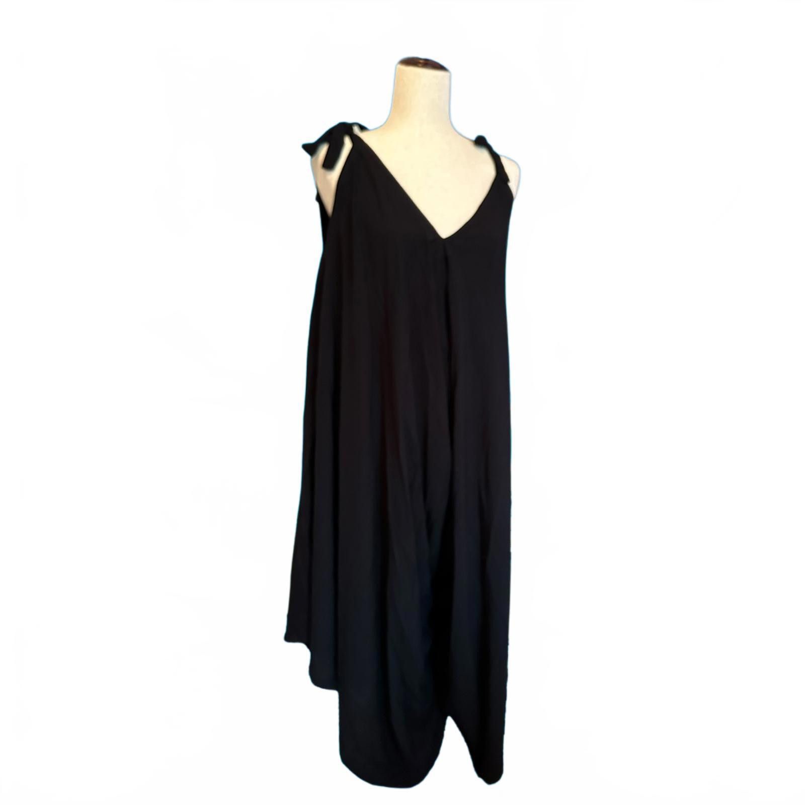 Other La Tropics Black Sleeveless Romper with Tie Shoulder Straps Size ONE SIZE - 1 Thumbnail