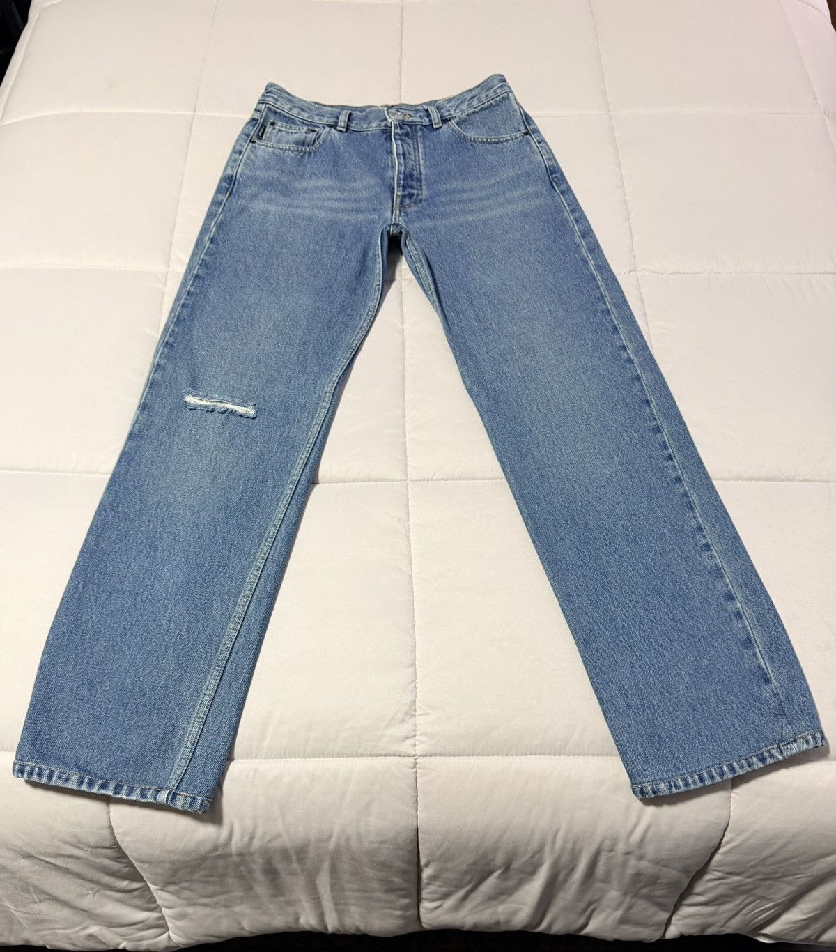Balenciaga Archetype Distressed Blue Straight Leg Jeans